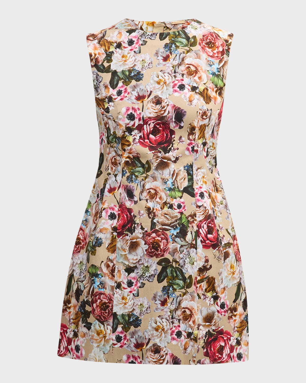 Adam Lippes Flower-Print Sleeveless Cotton Twill Mini Dress