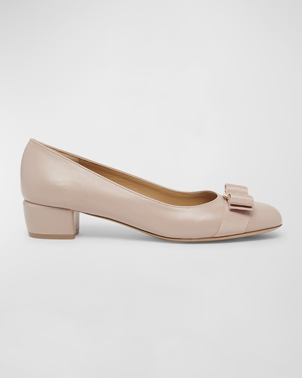 Ferragamo Vara Leather Bow Ballerina Pumps