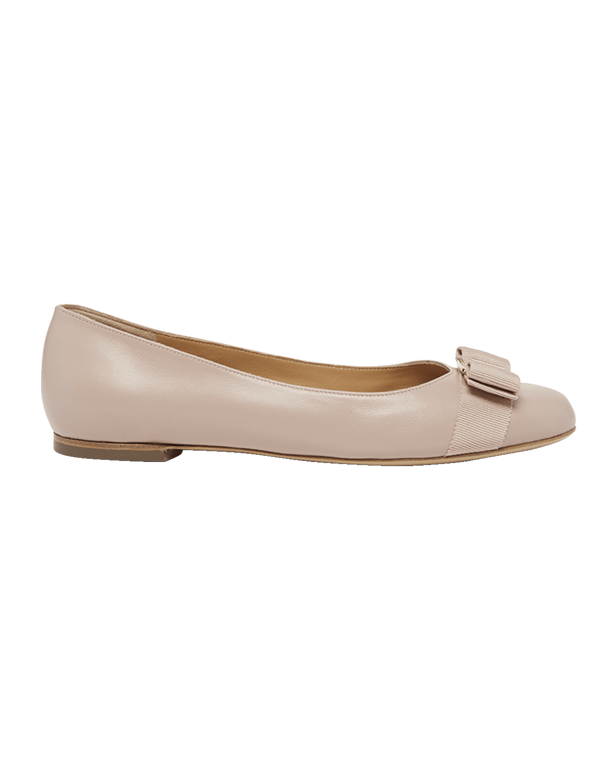 Ferragamo Varina Leather Bow Ballerina Flats