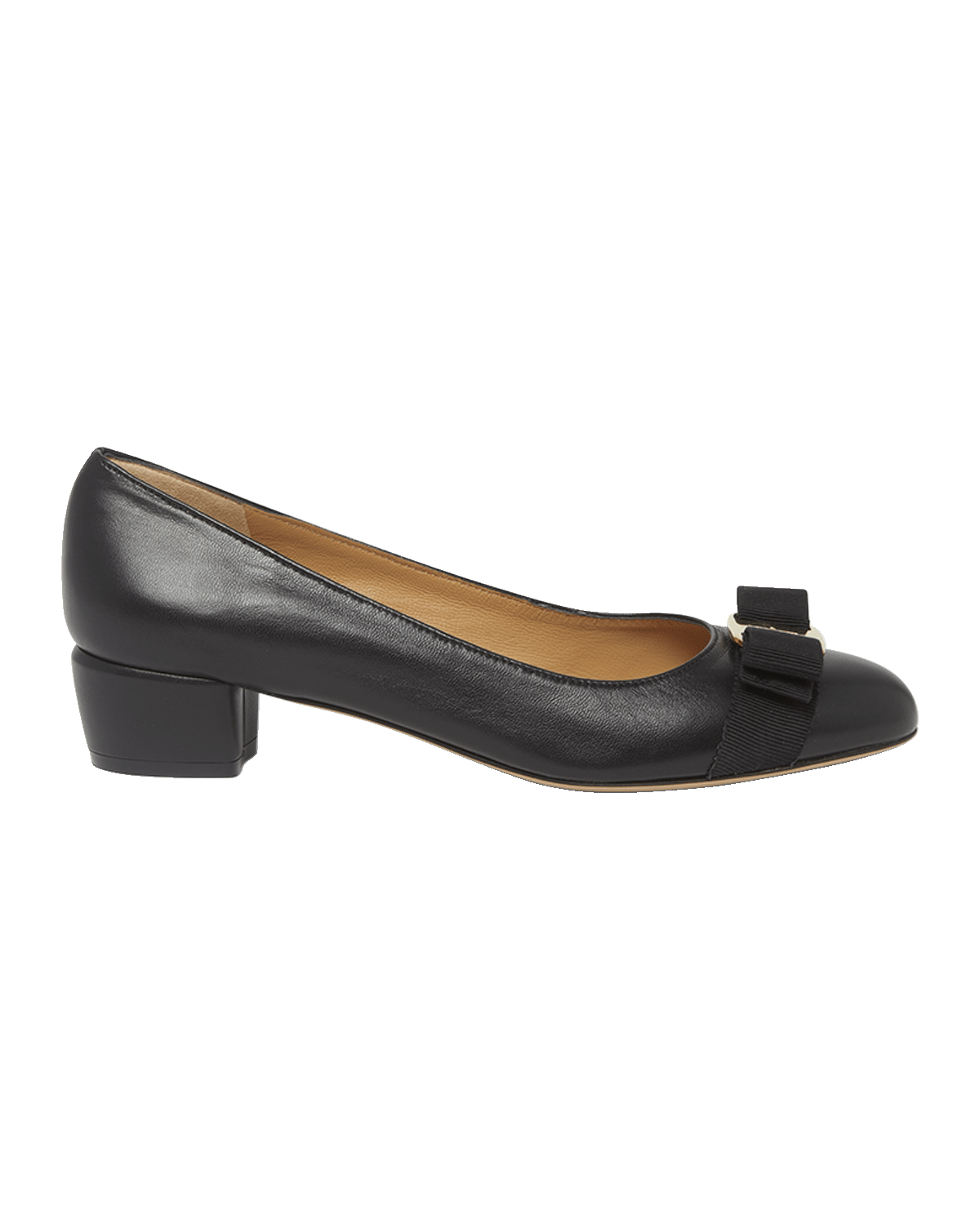 Ferragamo Vara Leather Bow Low Pumps