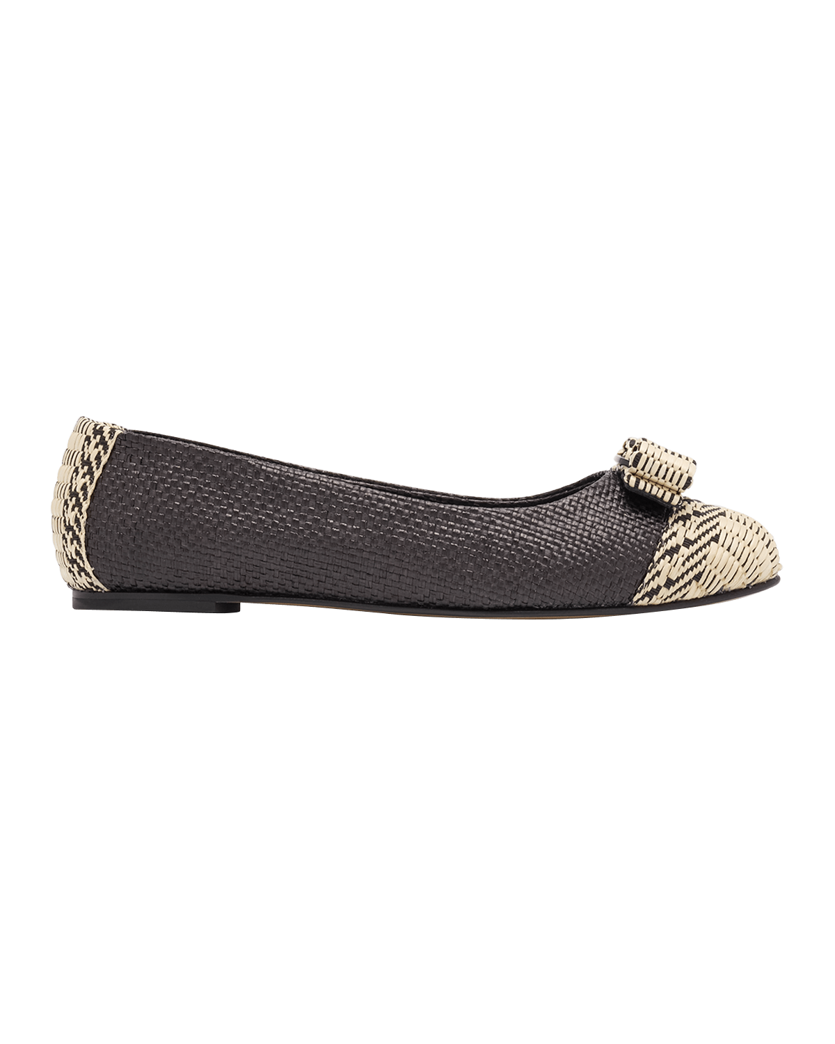 Ferragamo Varina Woven Bow Ballerina Flats