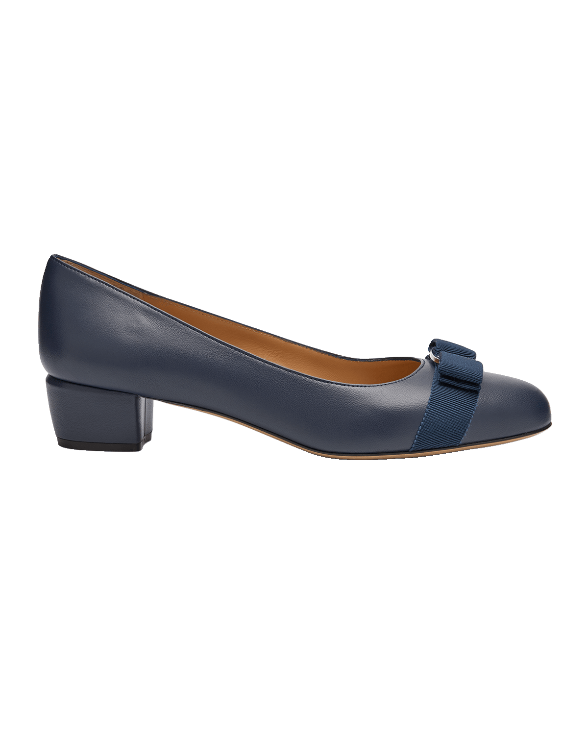 Ferragamo Vara Leather Bow Low Pumps