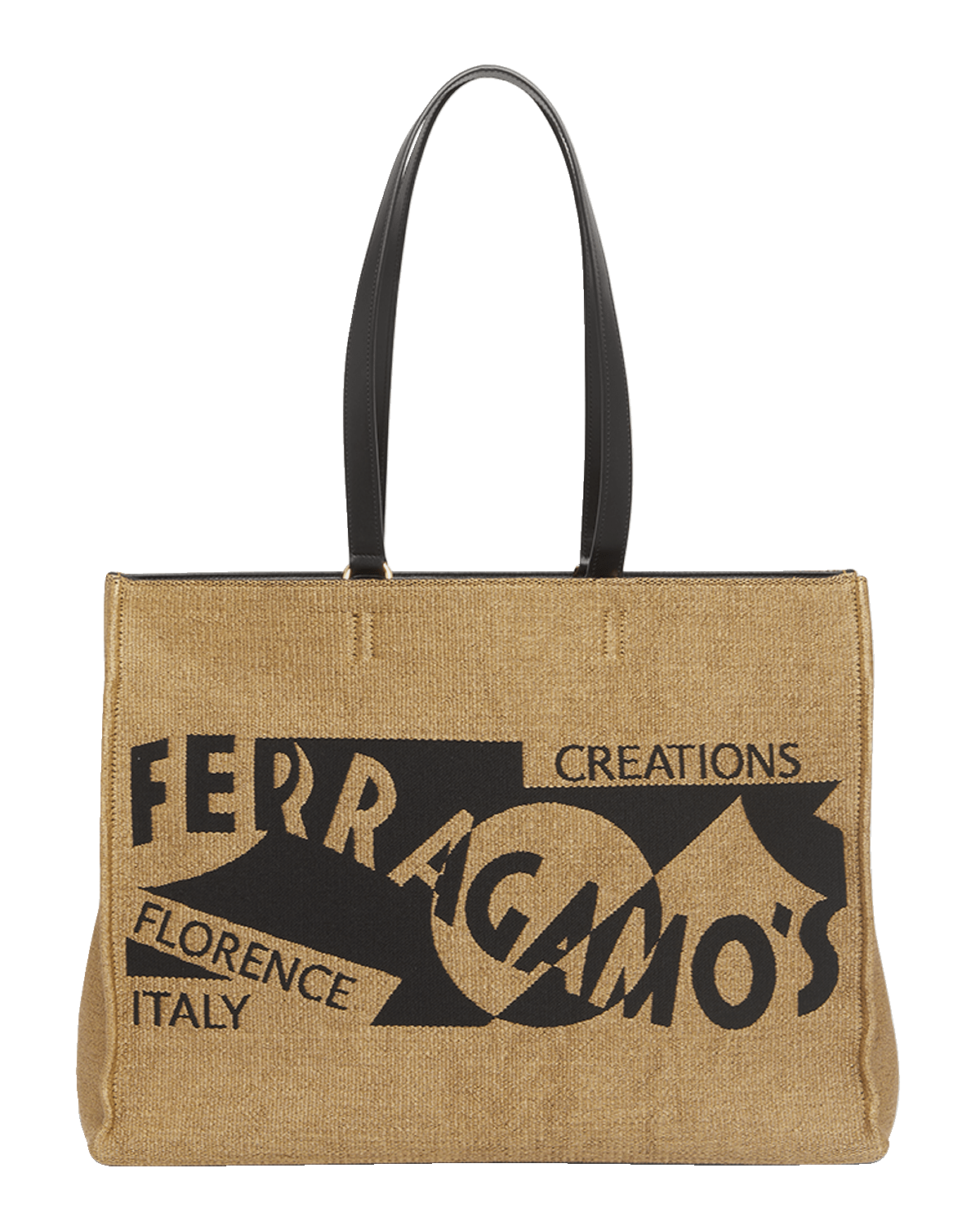 Ferragamo F Signature Raffia Tote Bag