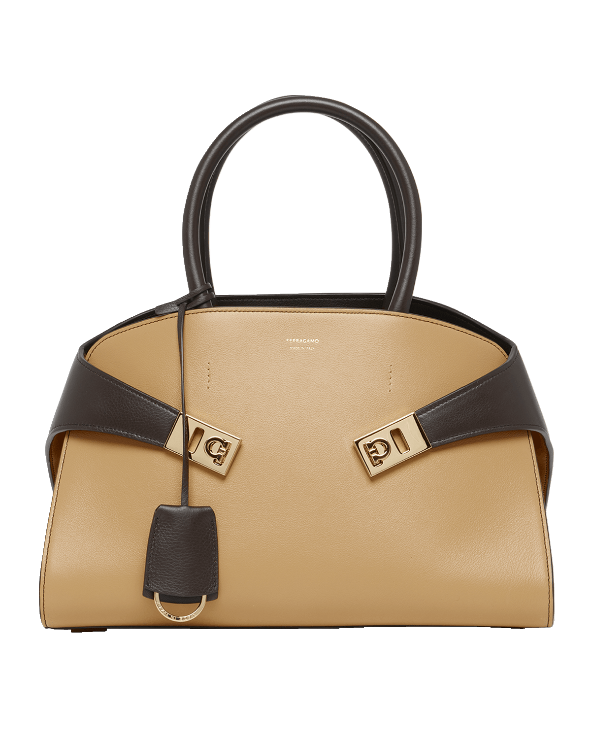 Ferragamo Hug Colorblock Leather Top-Handle Bag