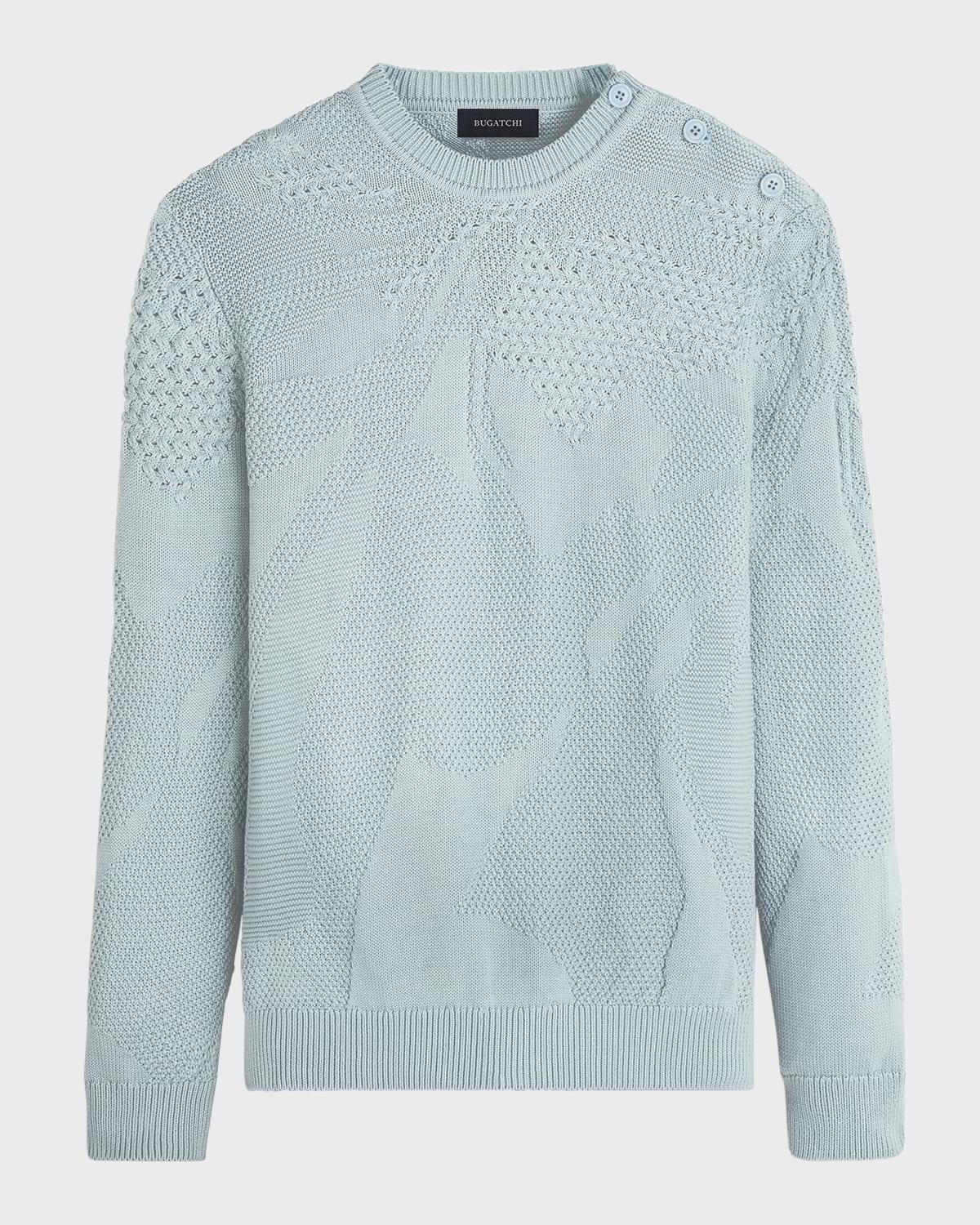 Bugatchi Men's Tonal Patterned Sweater with Button Detail
