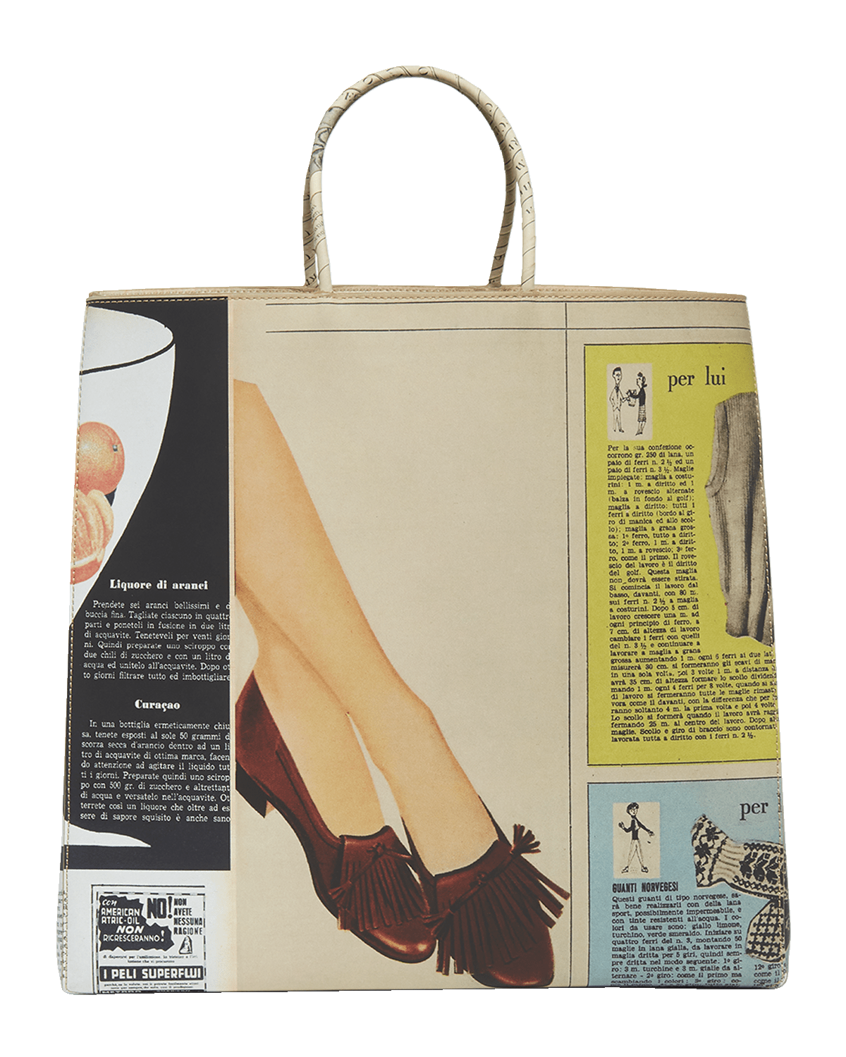 Bottega Veneta Medium Newspaper-Print Tote Bag