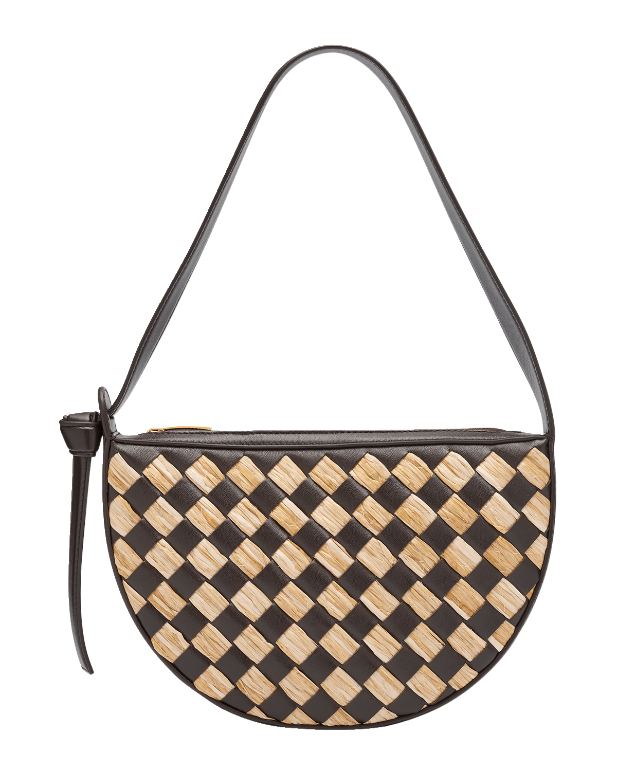 Bottega Veneta Sunrise Raffia & Leather Shoulder Bag