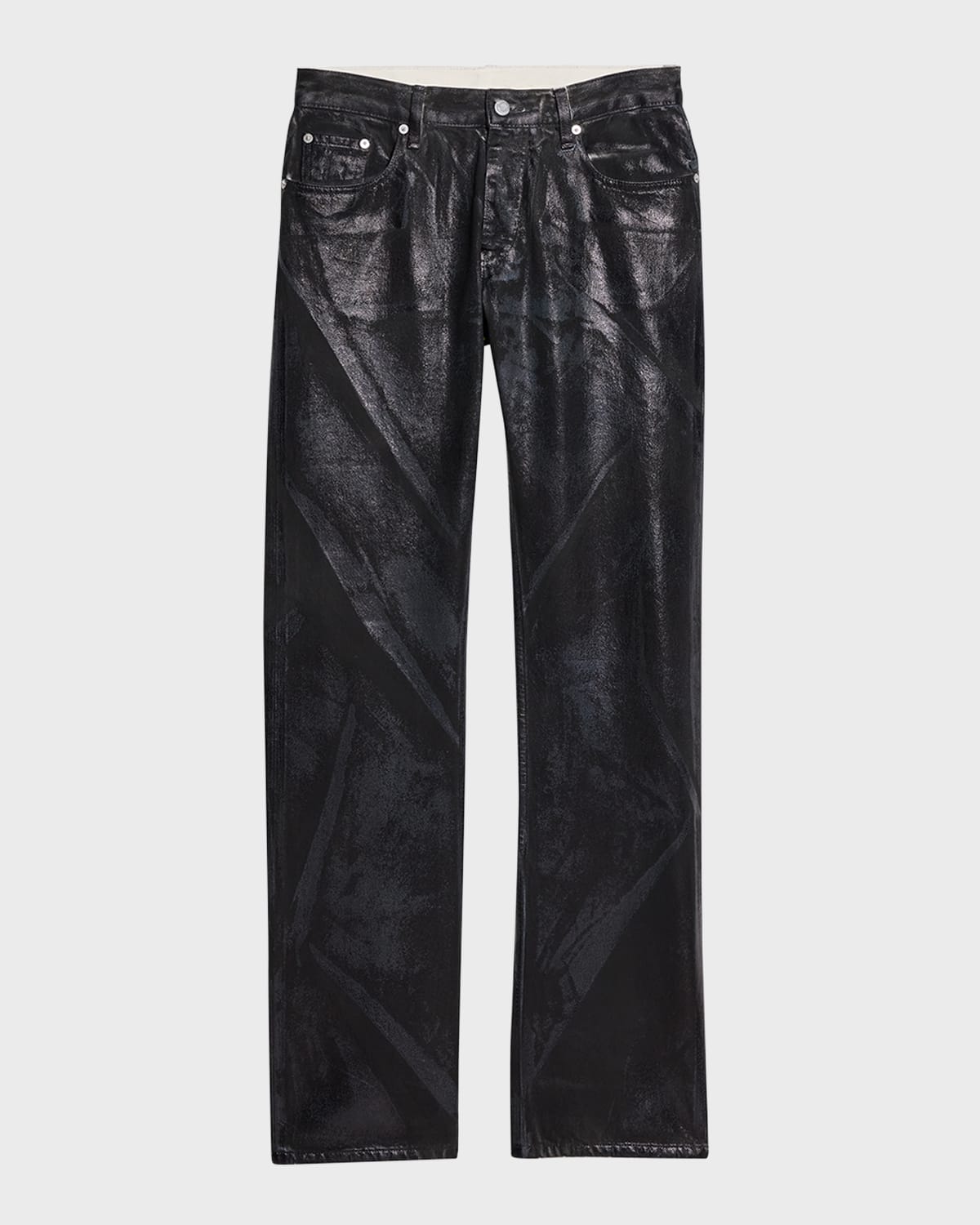 Helmut Lang Men's Low-Rise Metallic Foil Denim Relaxed-Leg Jeans