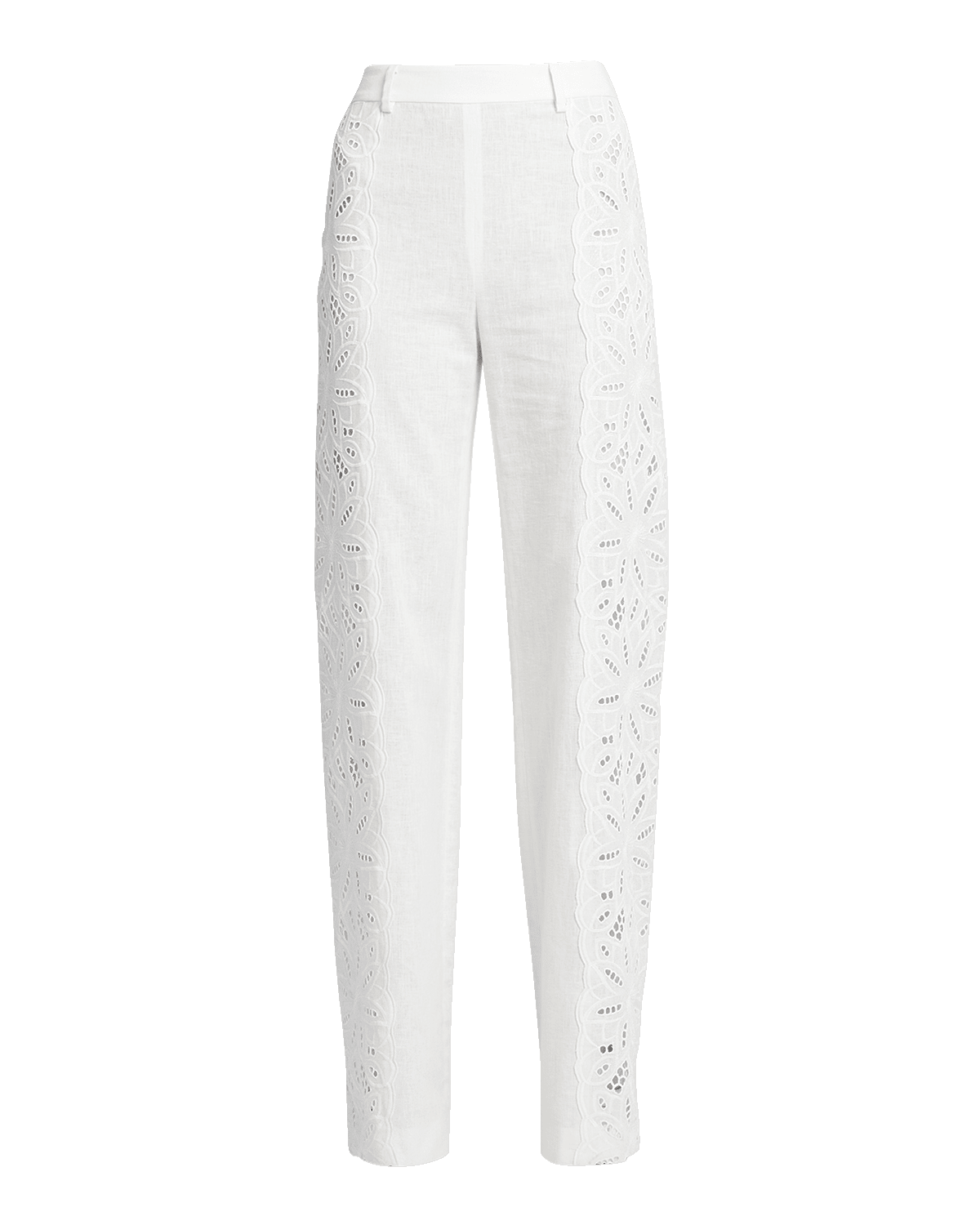 Alberta Ferretti High-Rise Eyelet Embroidered Straight-Leg Trousers