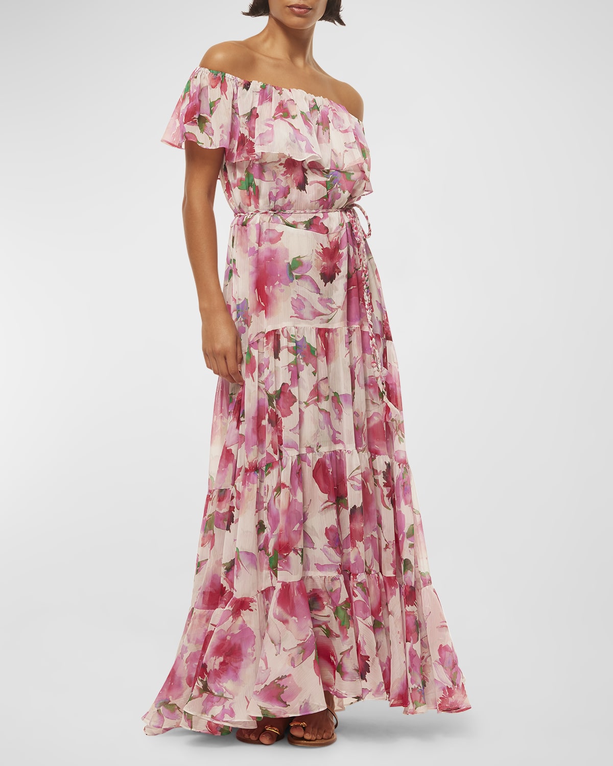 MISA Los Angeles Estella Off-Shoulder Tiered Ruffle Maxi Dress