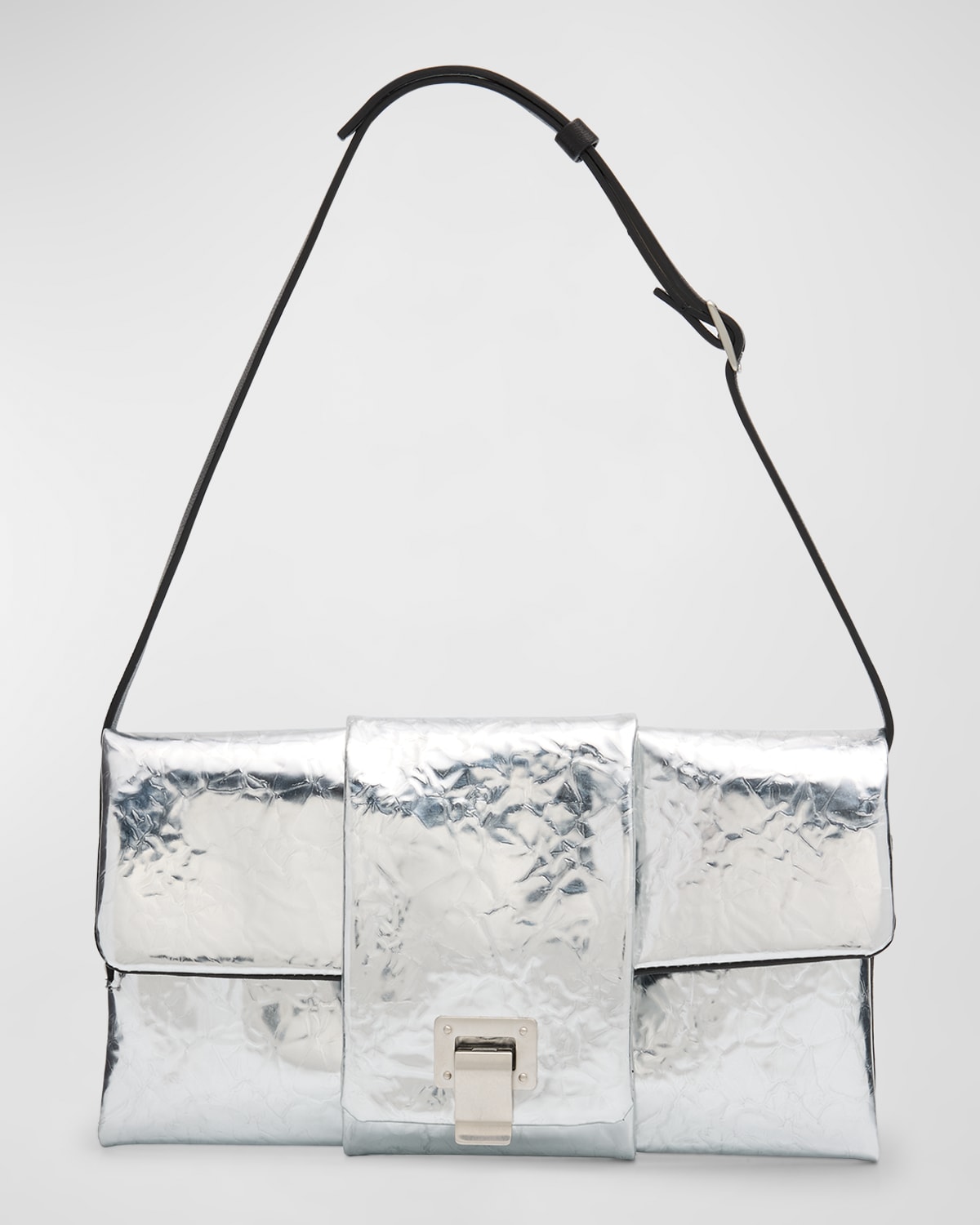 Proenza Schouler Flap Crinkled Metallic Leather Shoulder Bag