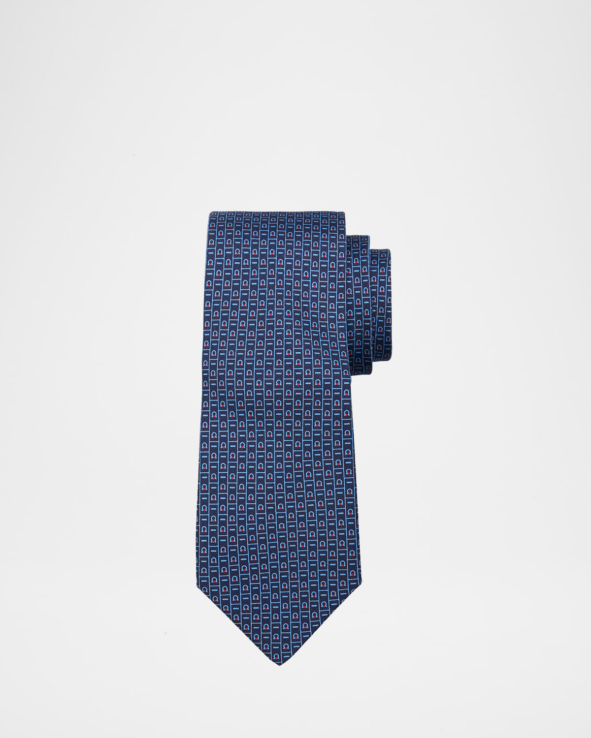 Ferragamo Men 's Gancini Monogram-Print Silk Tie | Thumbnail 4