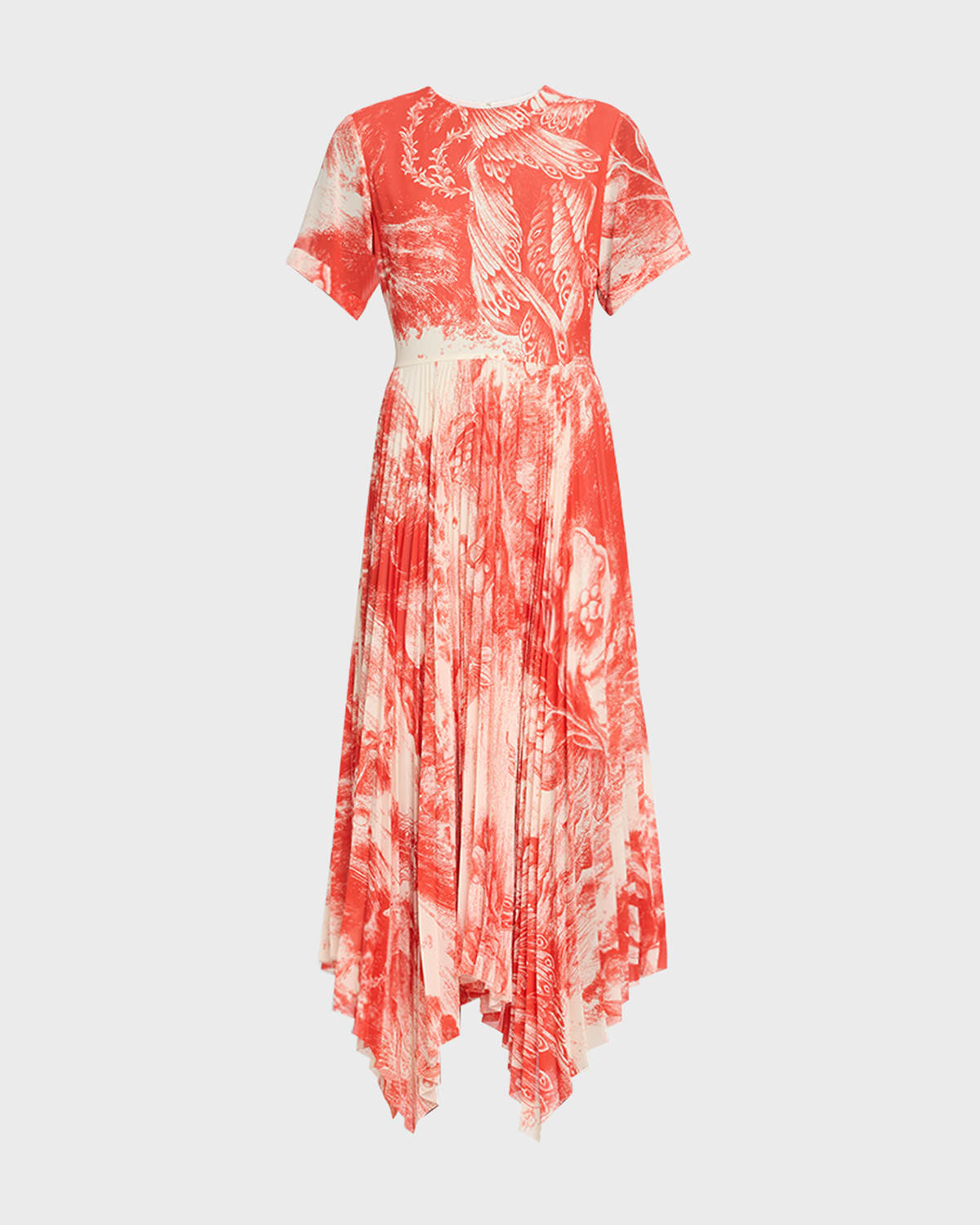 Jason Wu Collection Oceanscape Printed Midi Dress with Handkerchief Hem