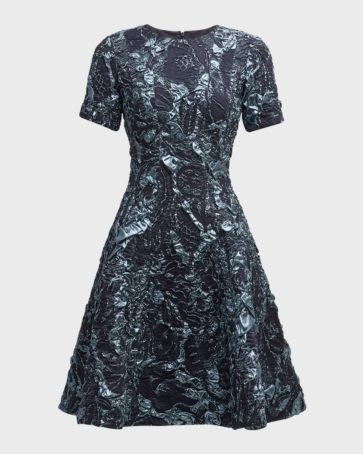 Jason Wu Collection Metallic Marine Jacquard Flare Dress