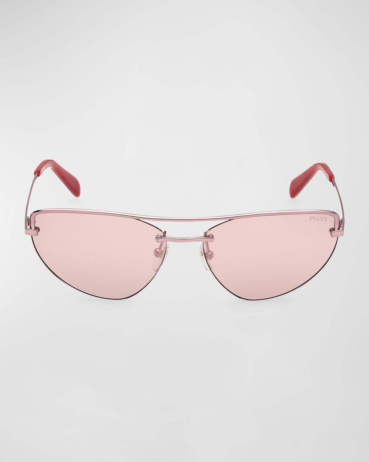 Pucci Semi-Rimmed Metal & Acetate Cat-Eye Sunglasses