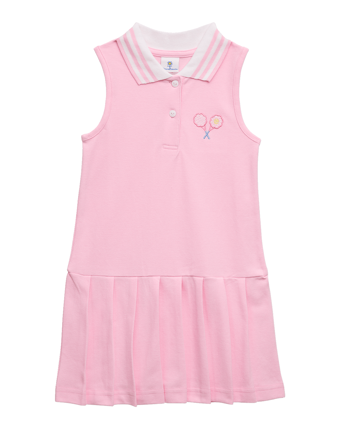 Florence Eiseman Girl's Pique Knit Sleeveless Dress with Tennis Racquets, Size 2-6