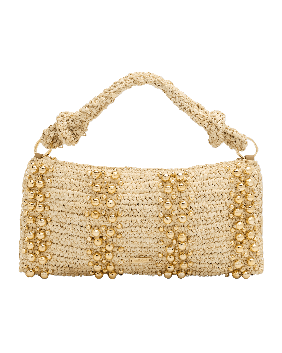 Cult Gaia Hera Nano Studded Raffia Shoulder Bag