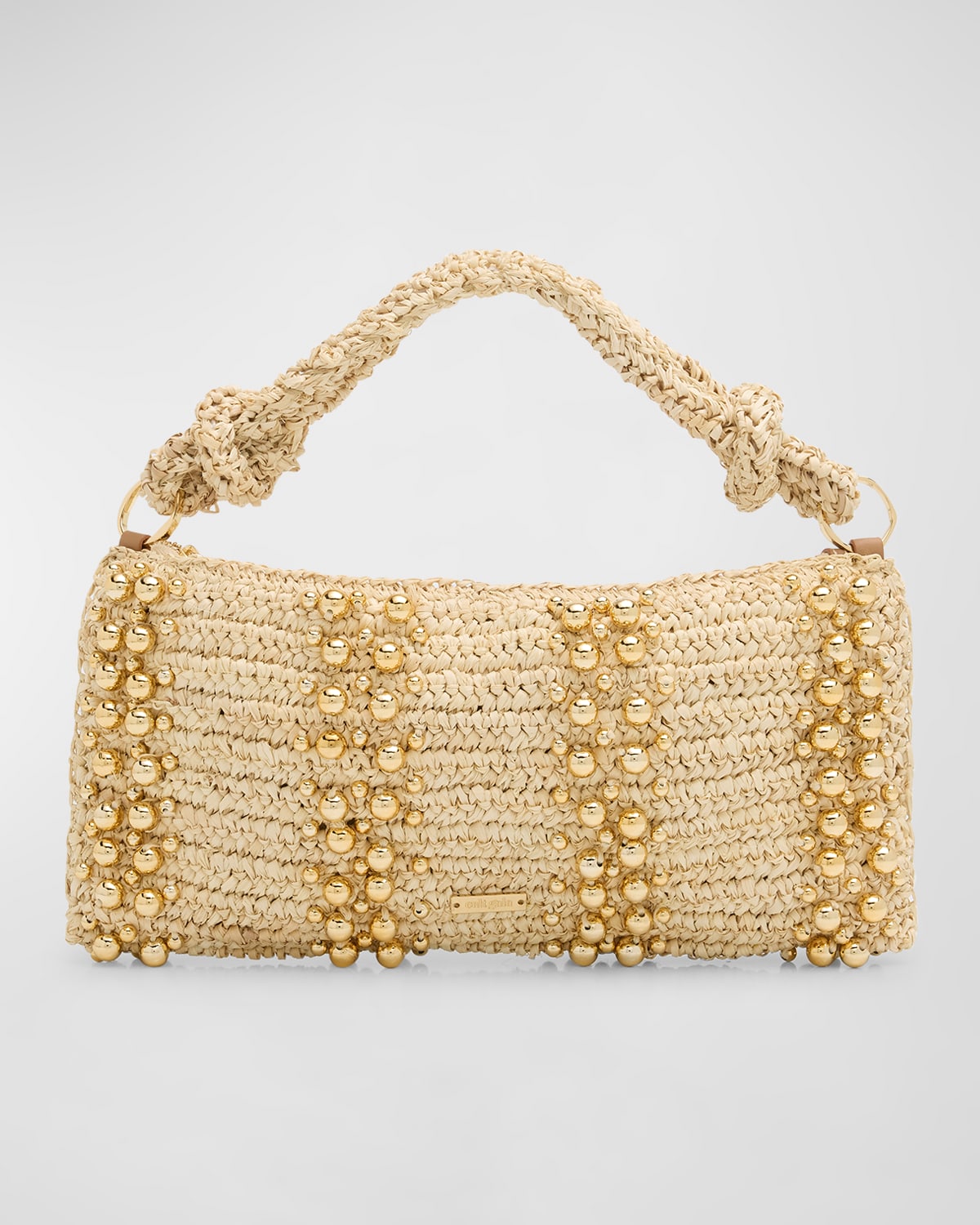 Cult Gaia Hera Nano Studded Raffia Shoulder Bag