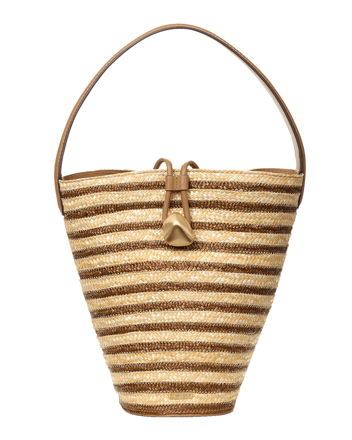 Cult Gaia Freedie Striped Straw Bucket Bag
