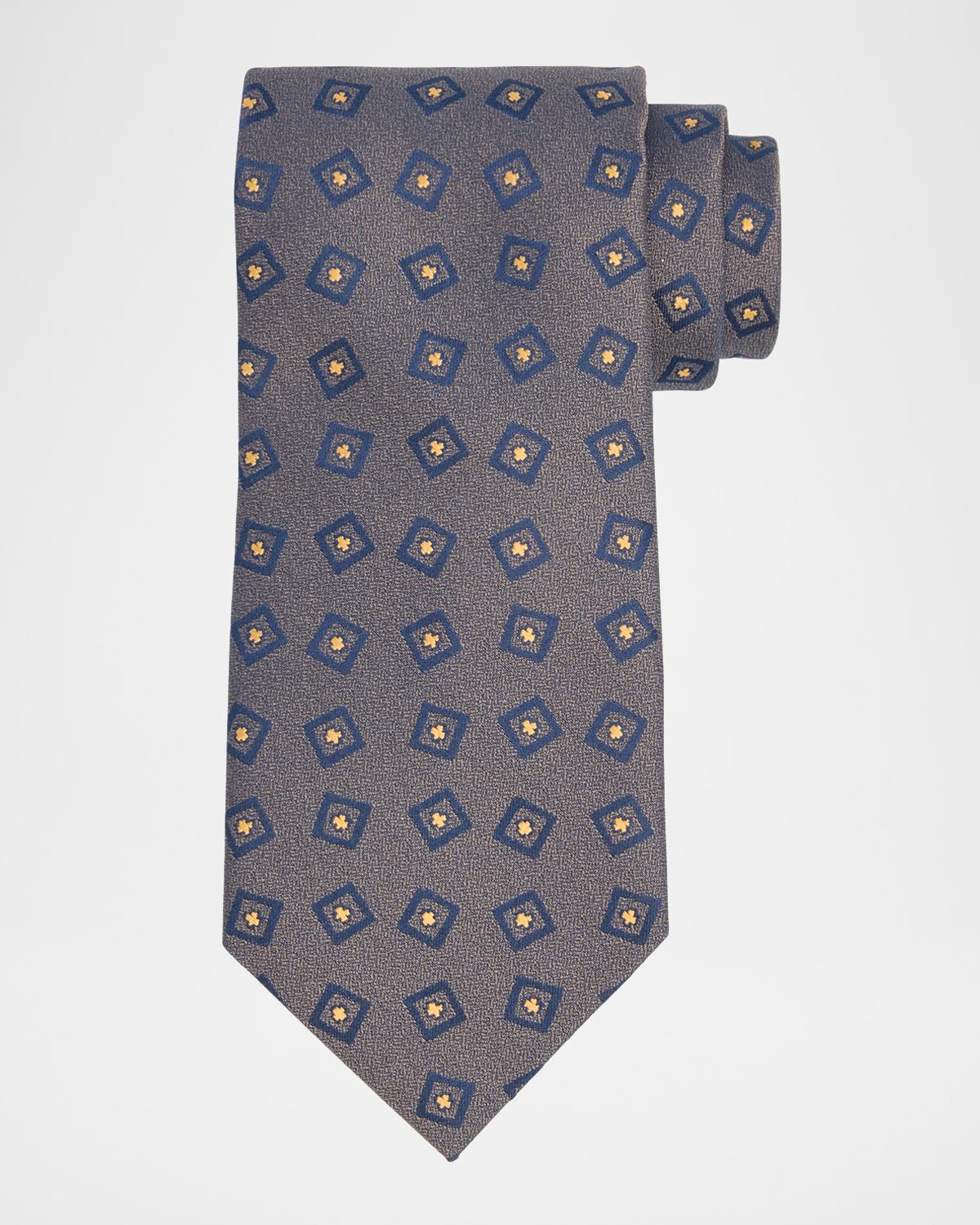 Charvet Men's Square-Print Silk Tie