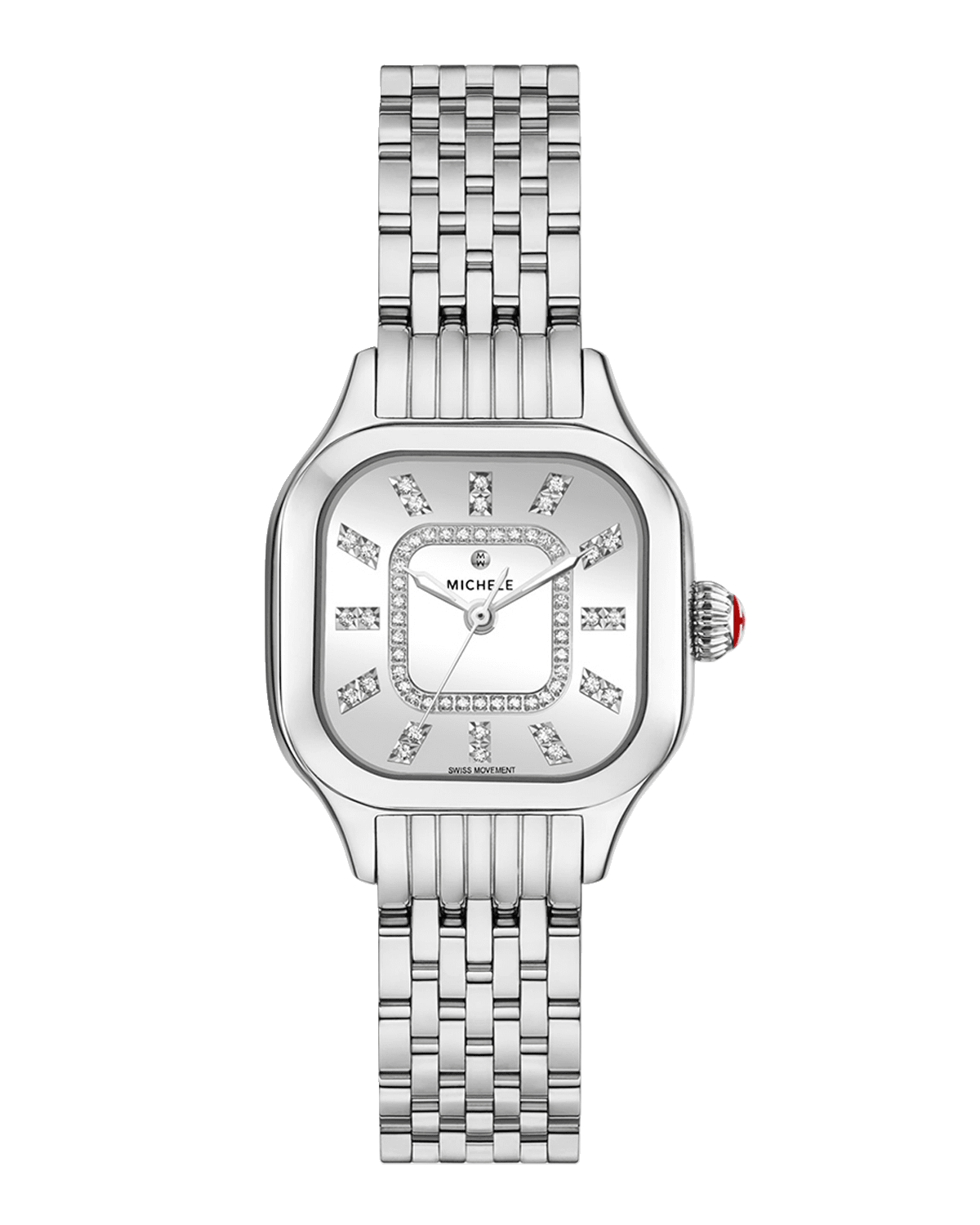 MICHELE Meggie Diamond Dial High Shine Watch, Stainless Steel
