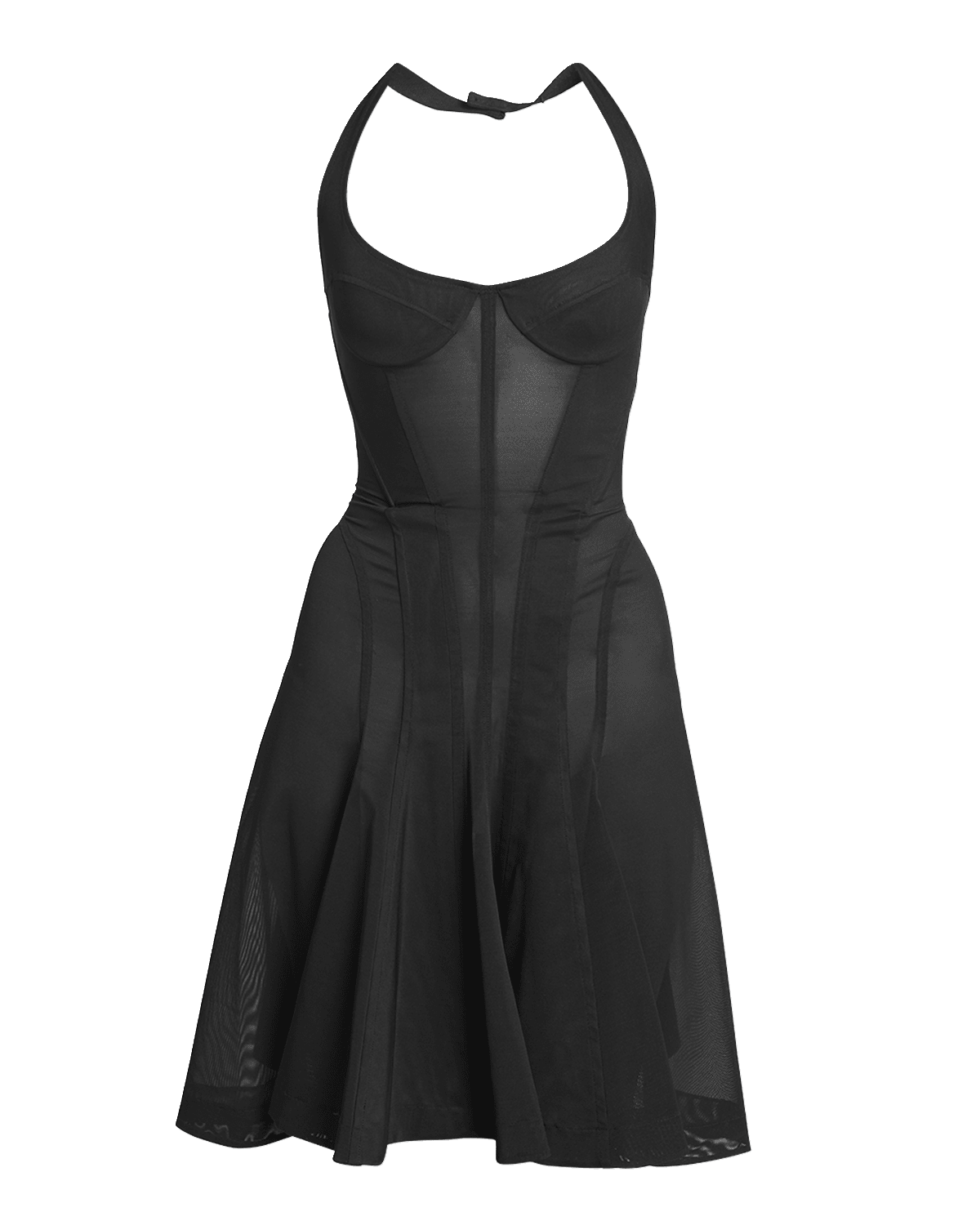 ALAIA Paneled Mesh Halter Corset Mini Dress