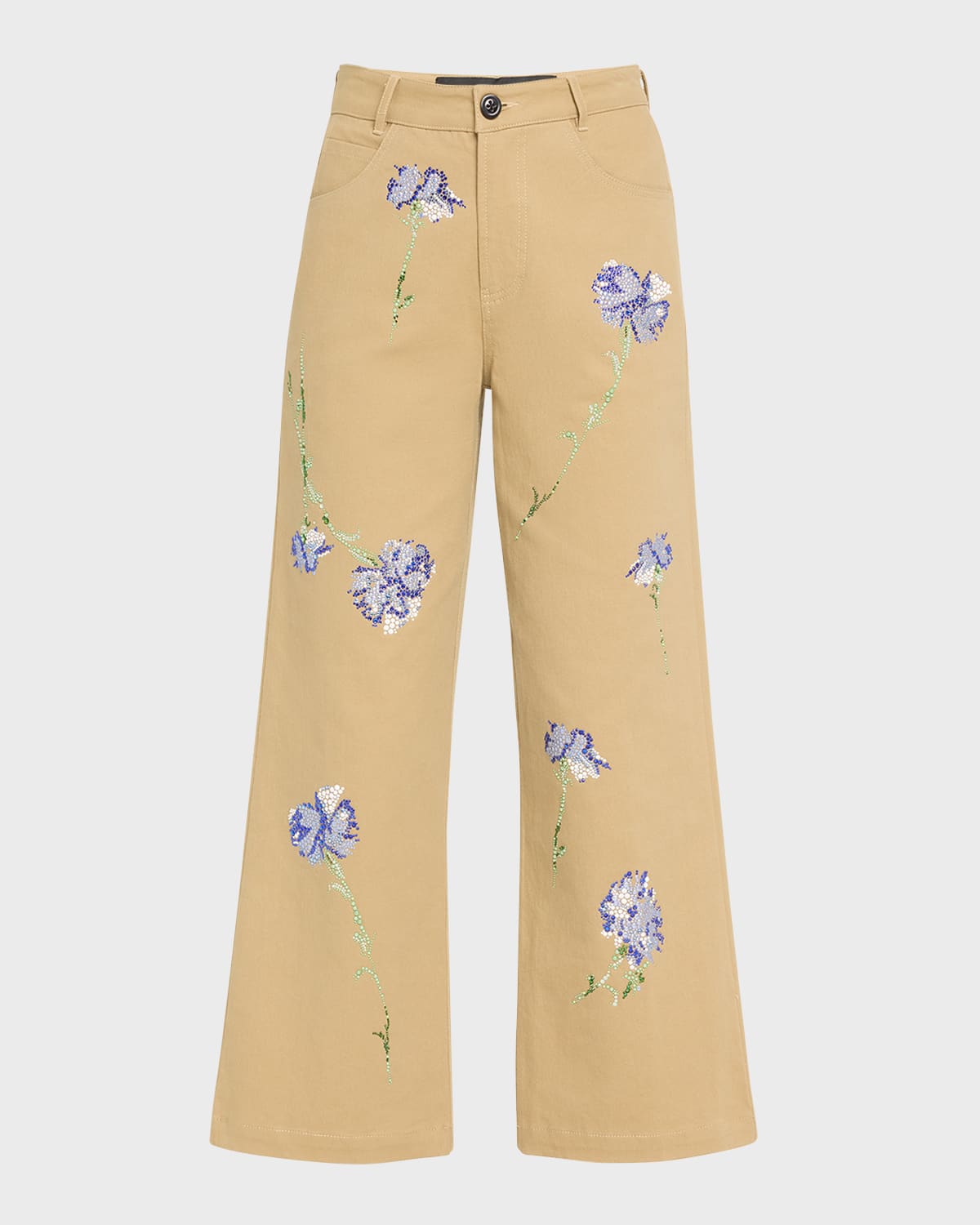 Libertine Cecil Beaton Blue Carnation Crystal Cropped Wide-Leg Pants