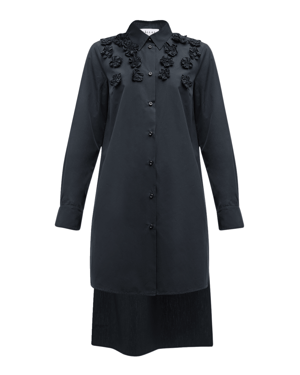 CALLAS Milano Kesina High-Low Shirtdress with Floral Applique Detail