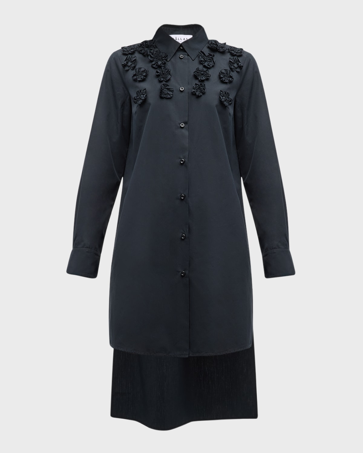 CALLAS Milano Kesina High-Low Shirtdress with Floral Applique Detail