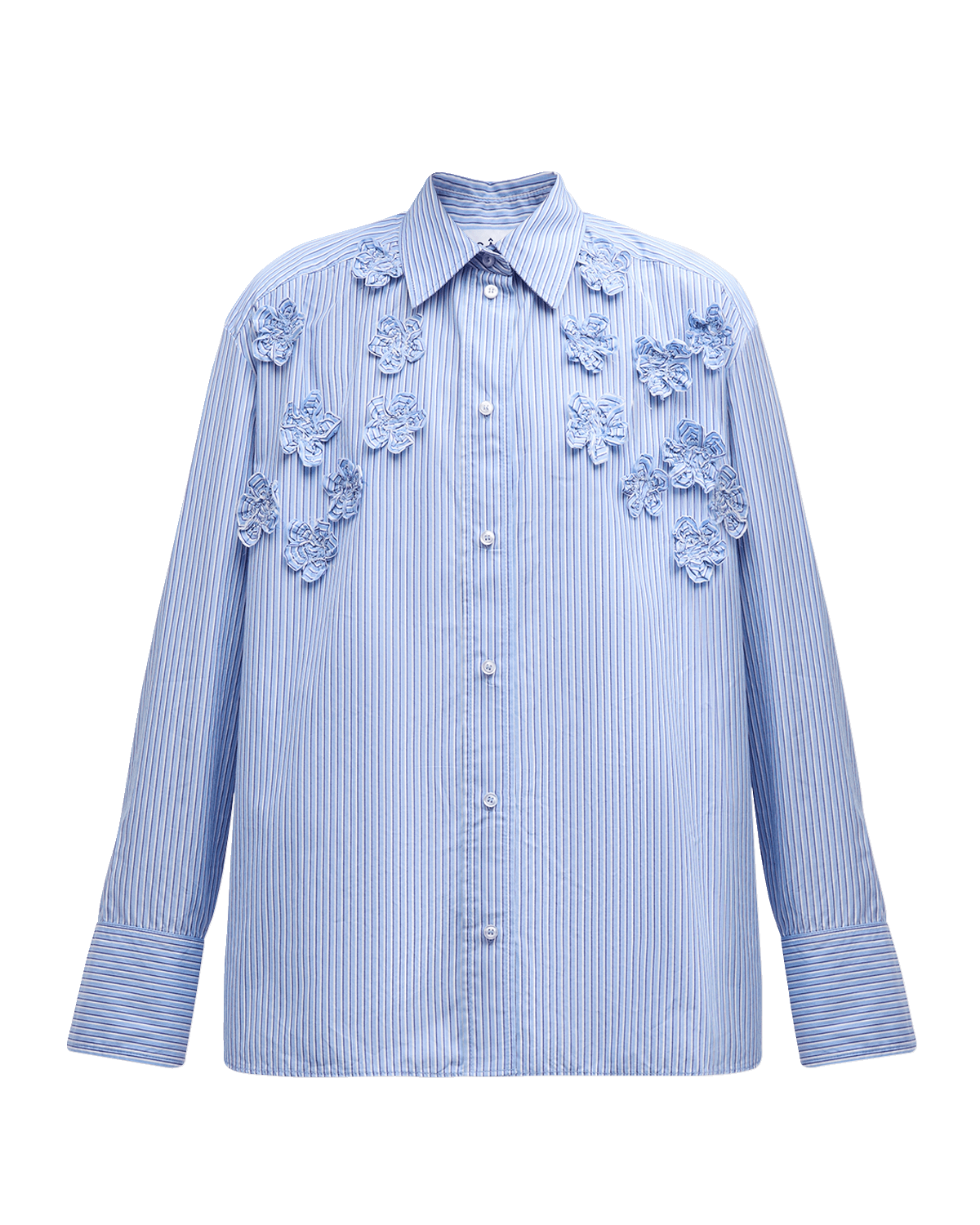 CALLAS Milano Lyn Striped Button-Front Shirt with Floral Details