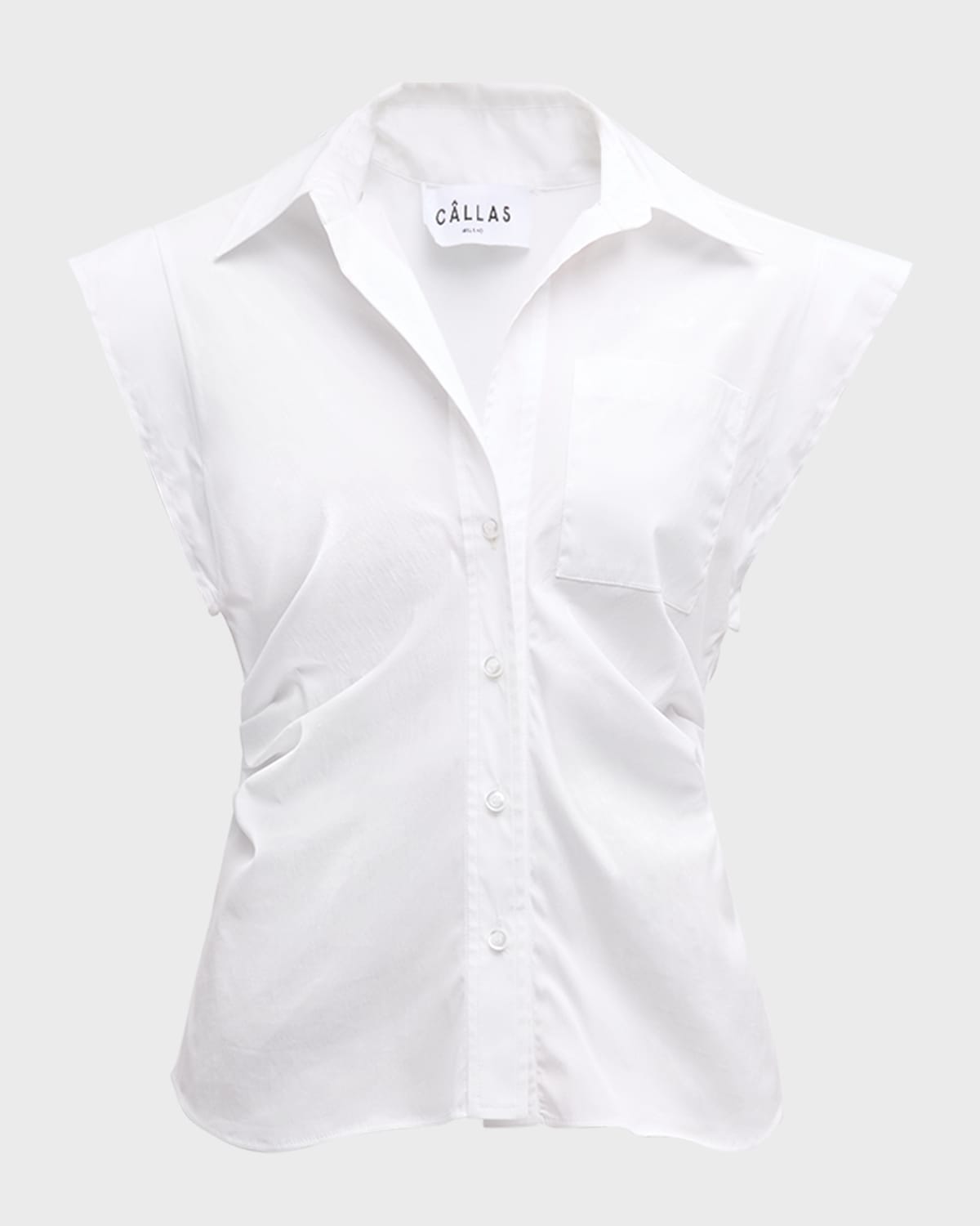CALLAS Milano Brando Ruched Button-Front Shirt