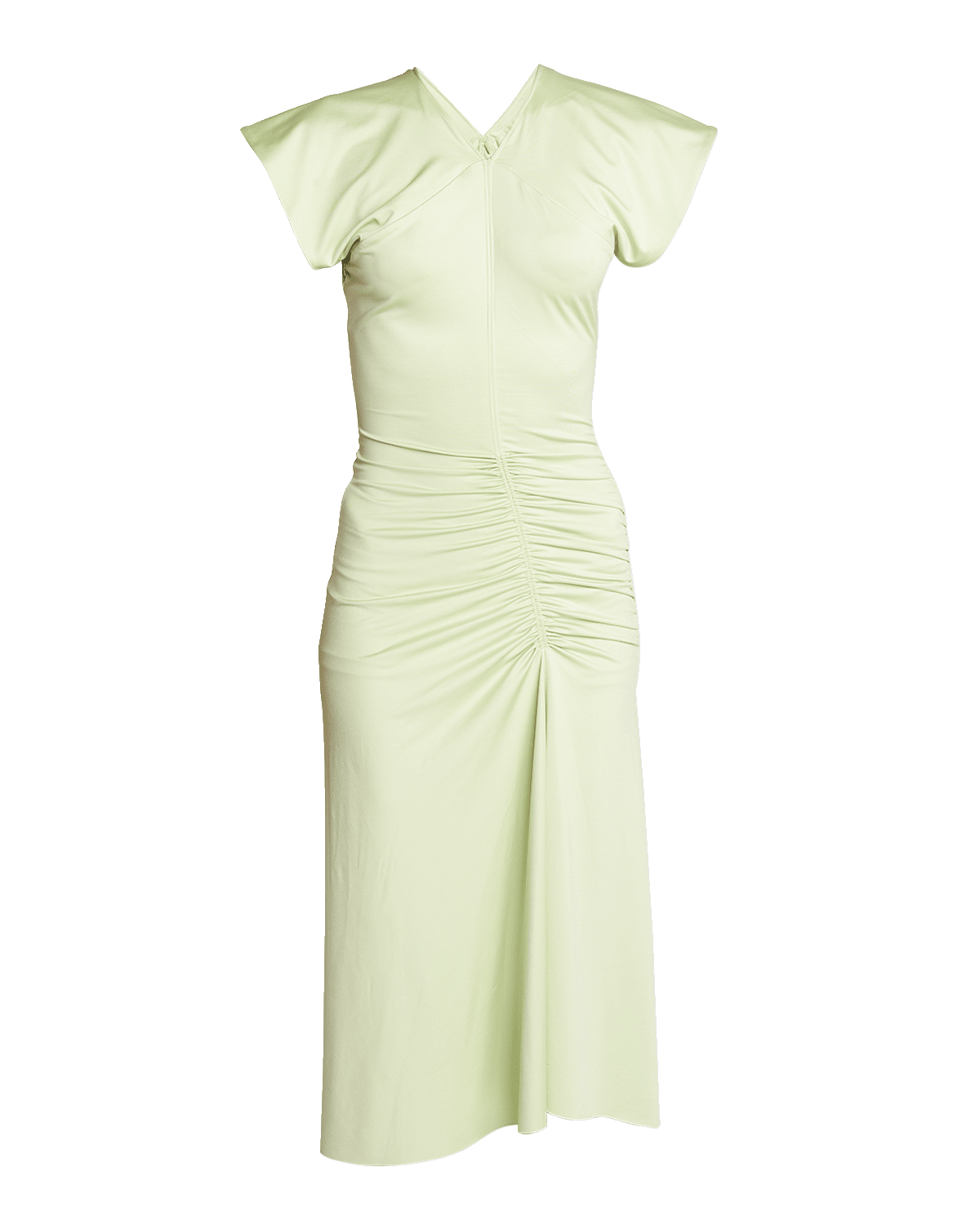 Victoria Beckham V-Neck Ruched Asymmetric Jersey Midi Dress