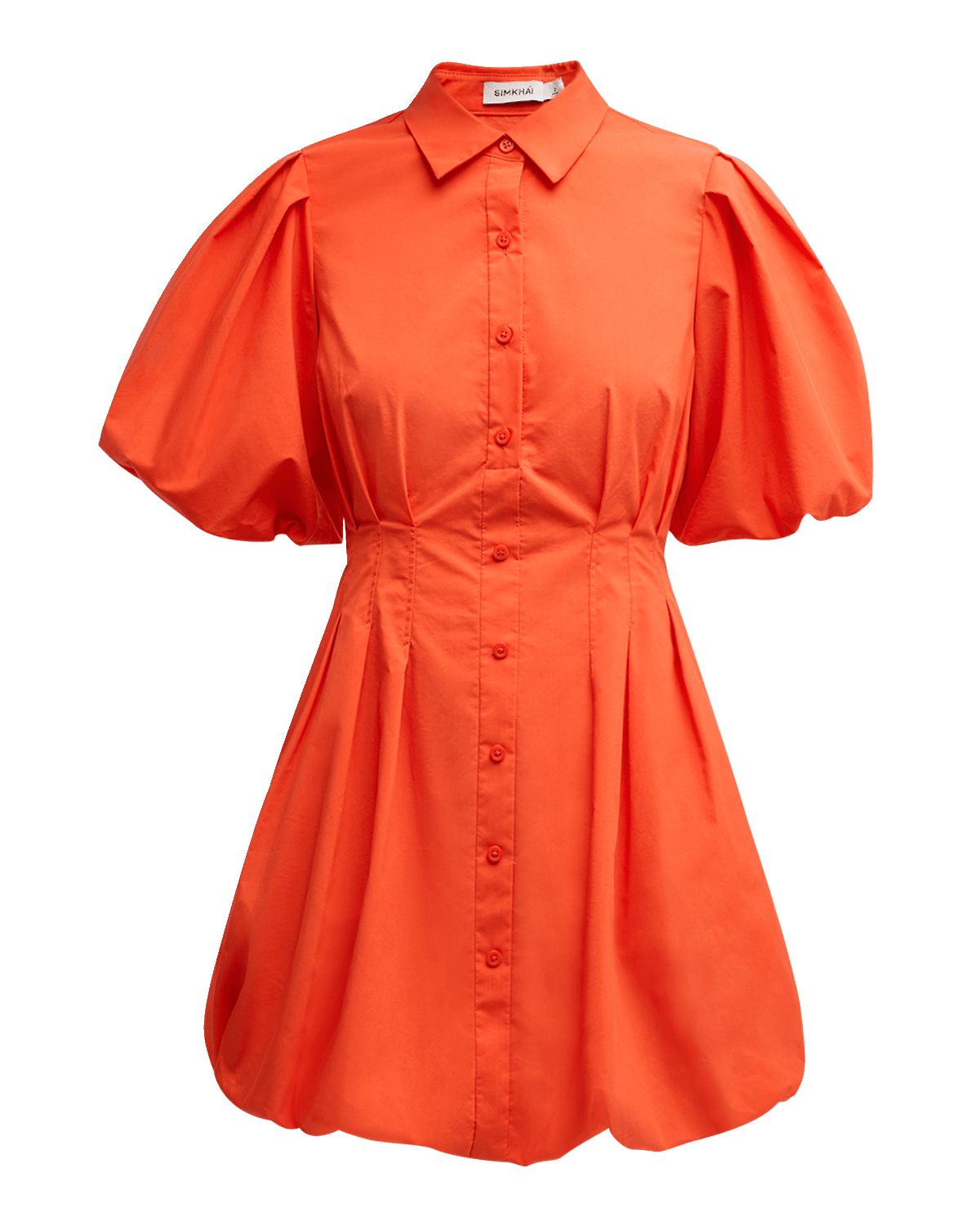 SIMKHAI Cleo Balloon-Sleeve Pintuck Mini Dress