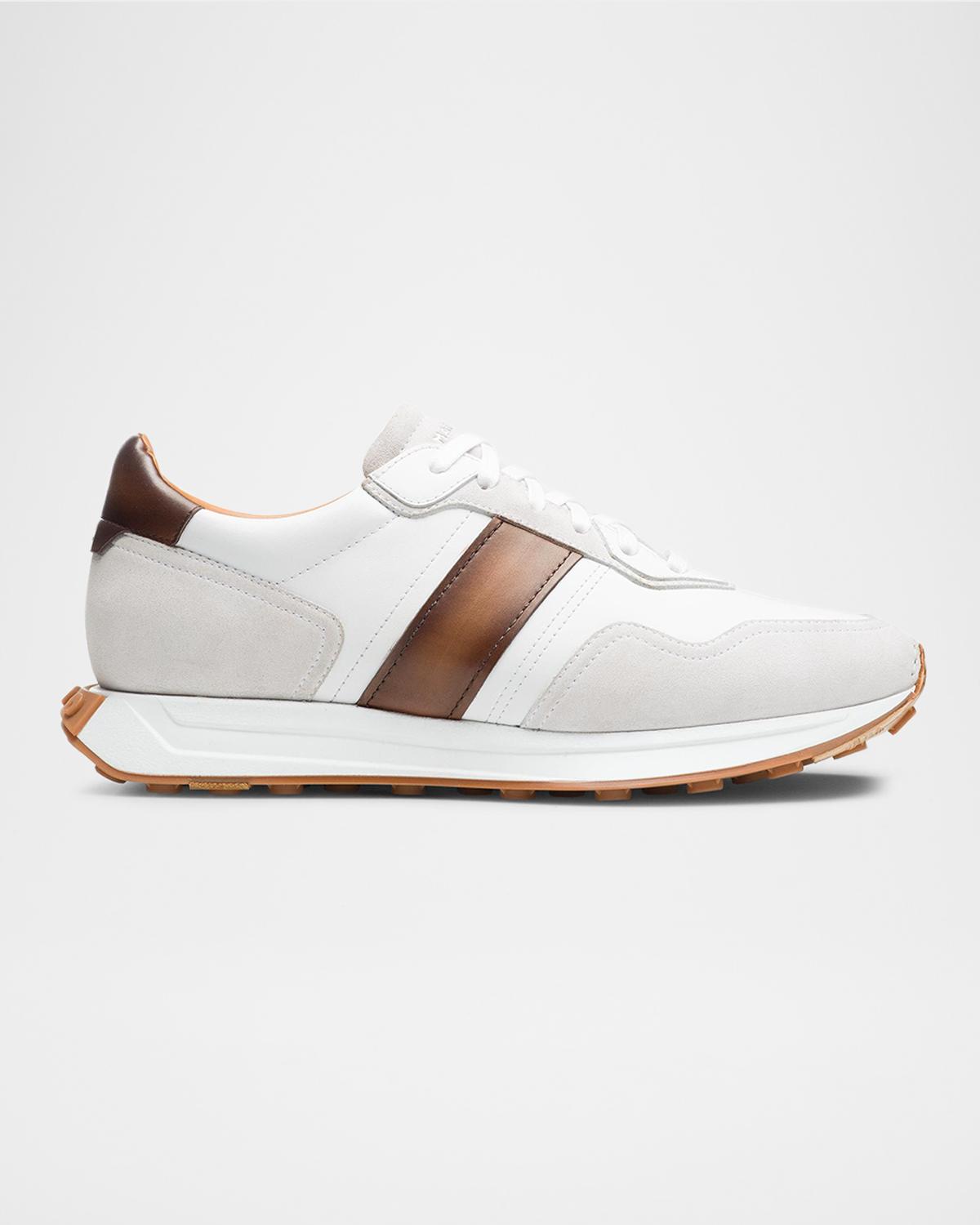 Magnanni Men's Romero II Leather and Suede Low-Top Sneakers