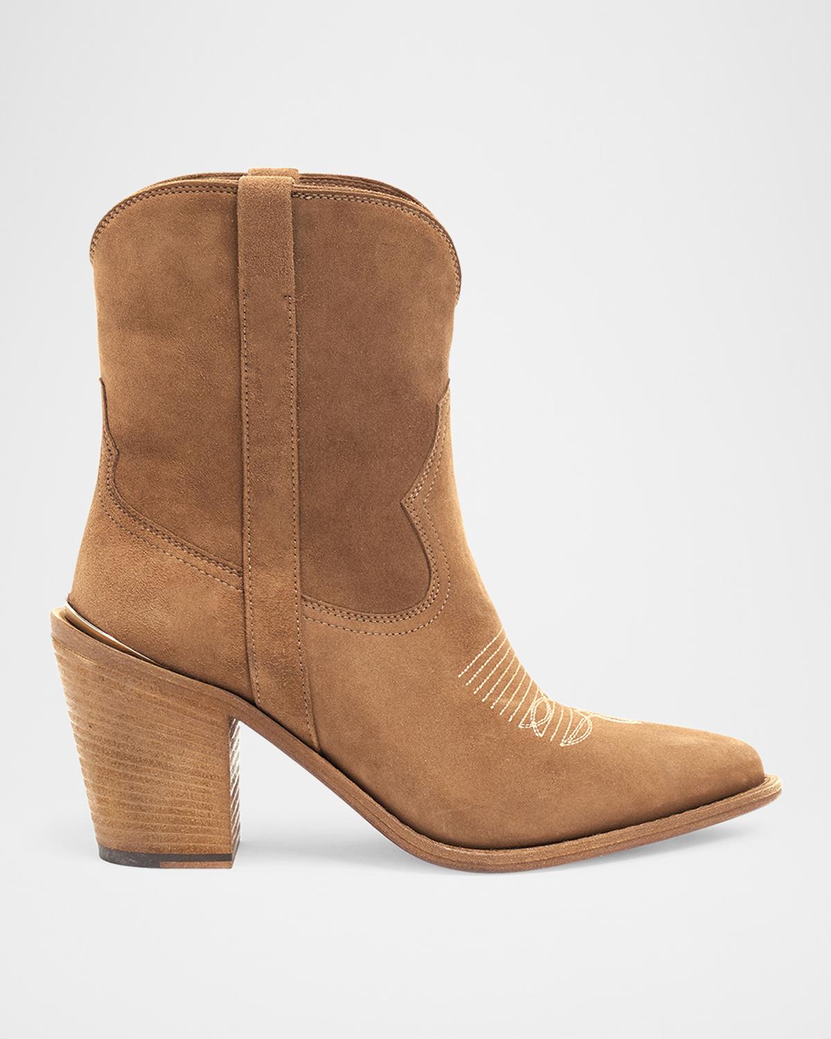 Partlow Leigh Anne Suede Western Ankle Booties