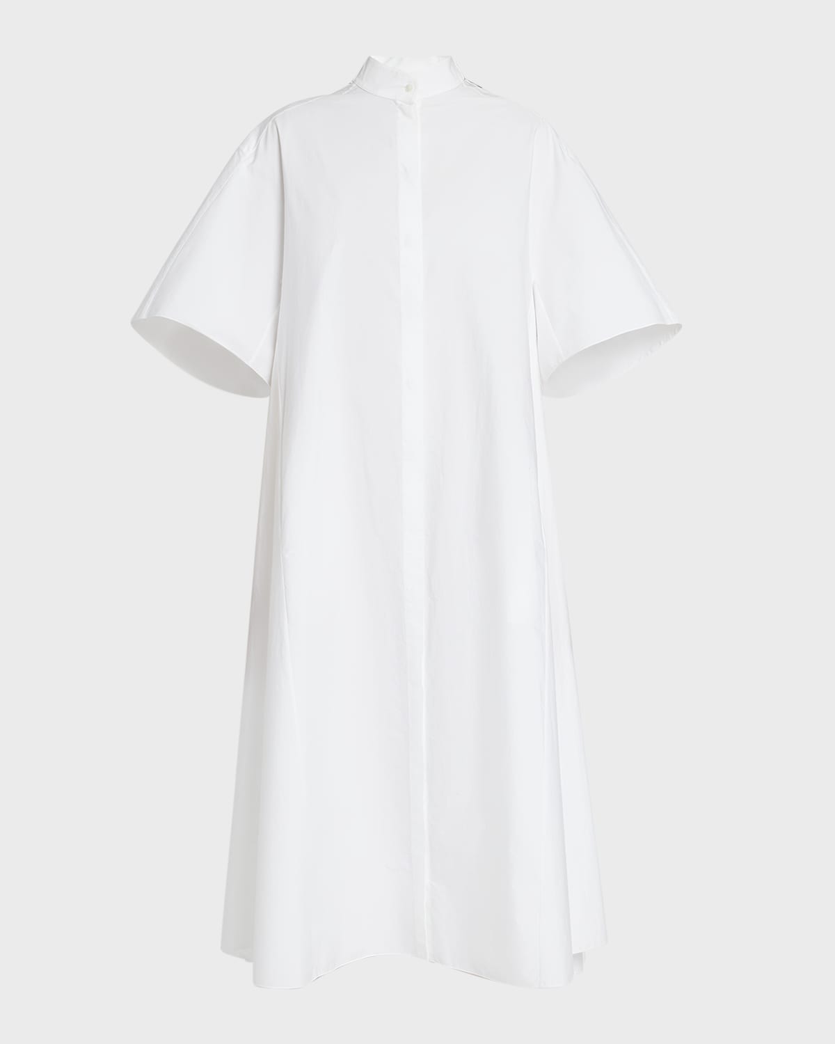 THE ROW Bredel Short-Sleeve Band-Collar Cotton Maxi Shirtdress