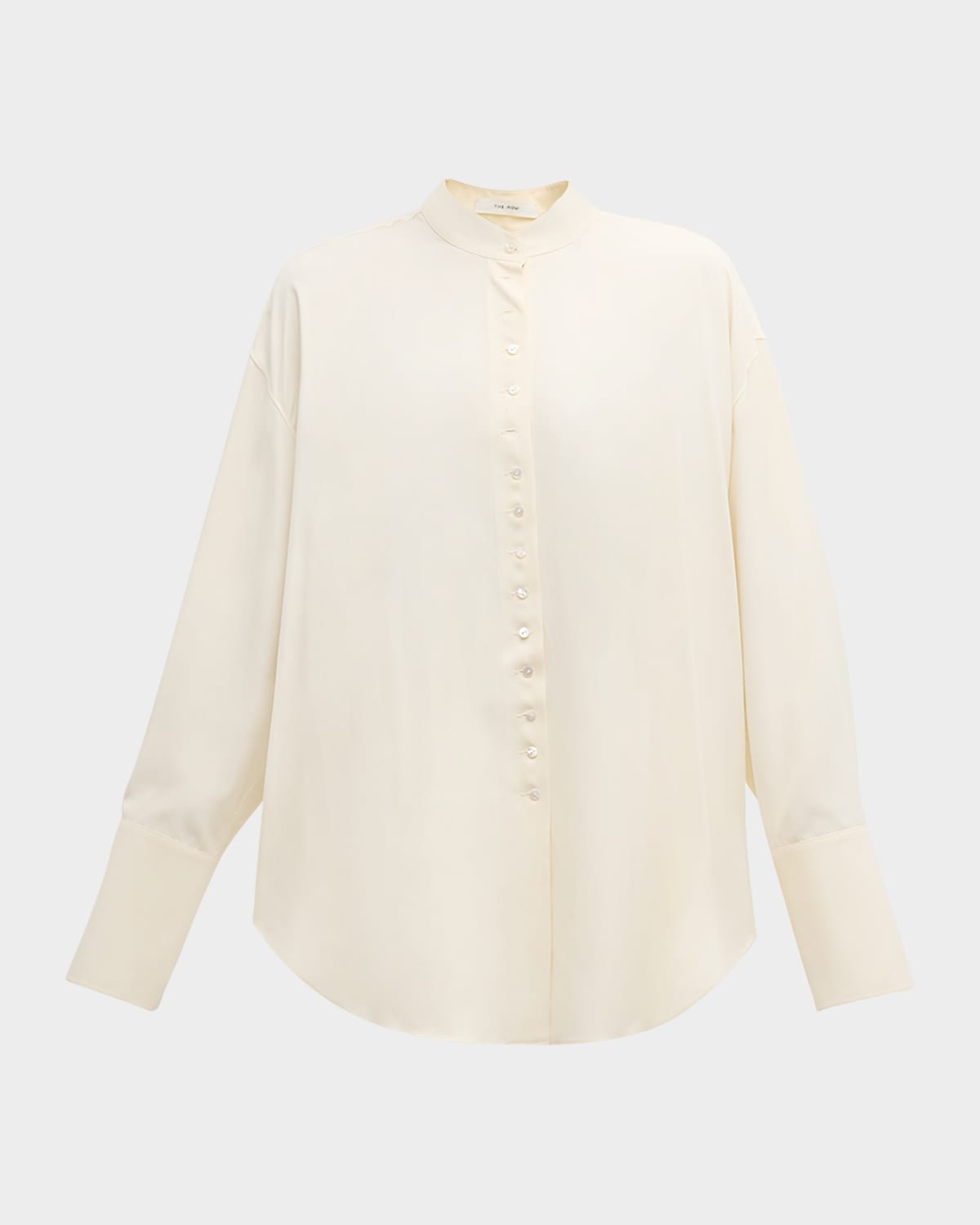 THE ROW Ridla Band-Collar Silk Loose Shirt