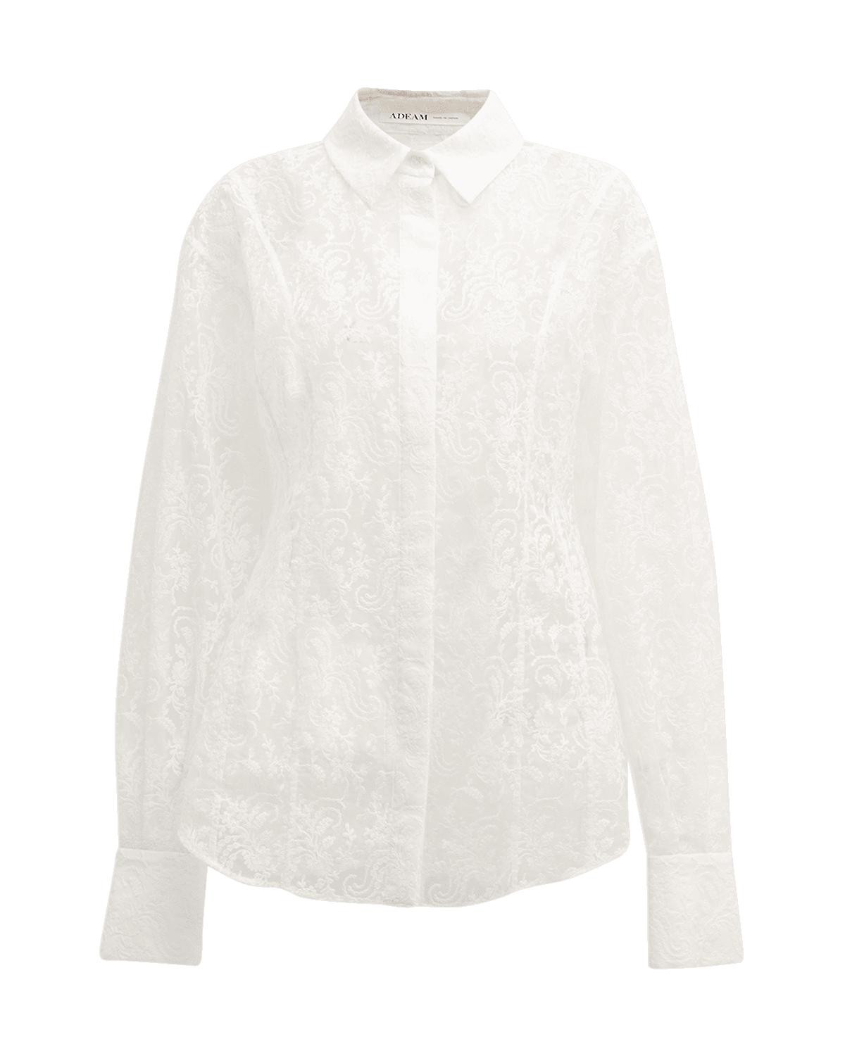 ADEAM Margot Floral Sheer Button Down Shirt