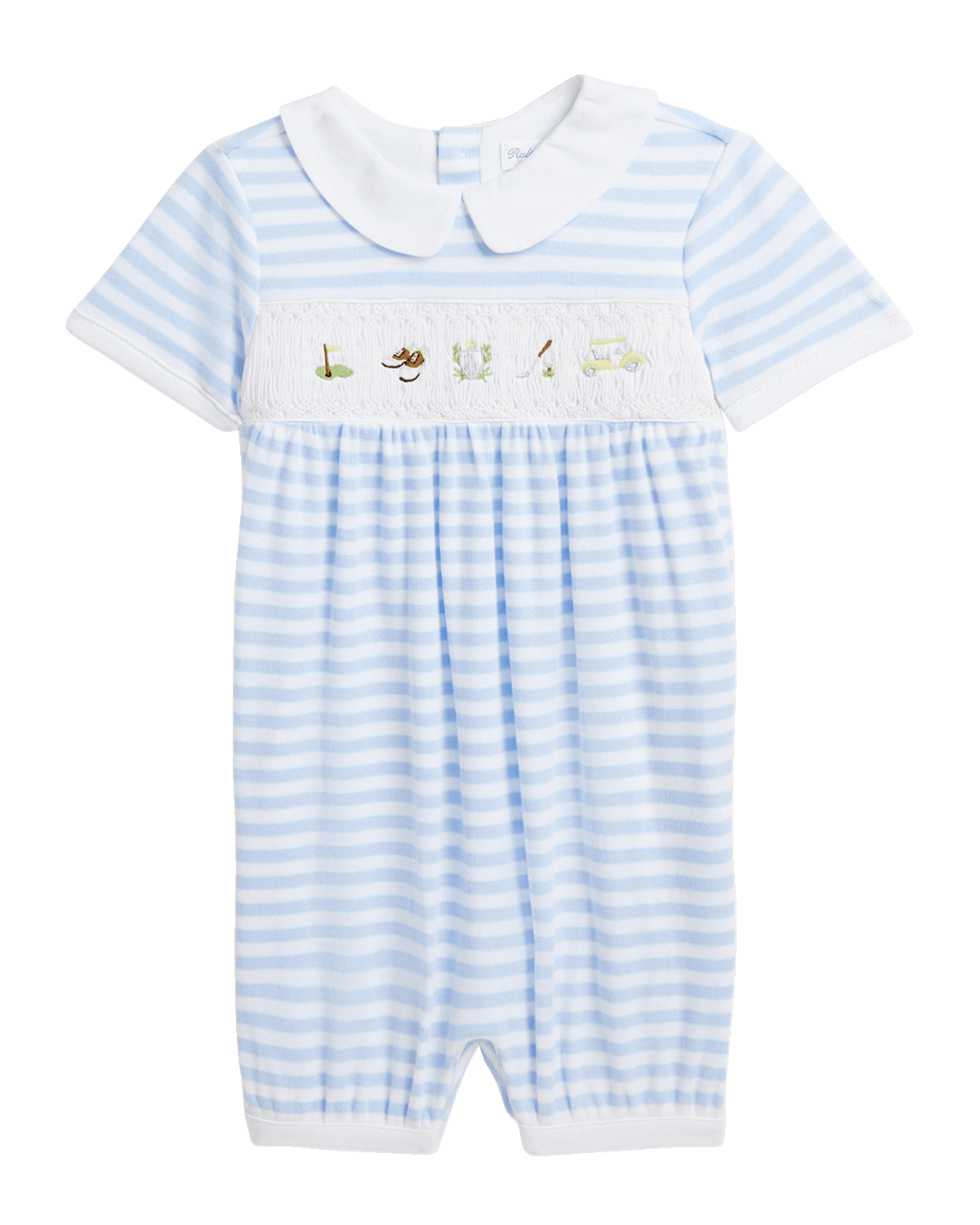 Ralph Lauren Childrenswear Boy's Organic Interlock Golf One-Piece Shortalls, Size 3M-12M