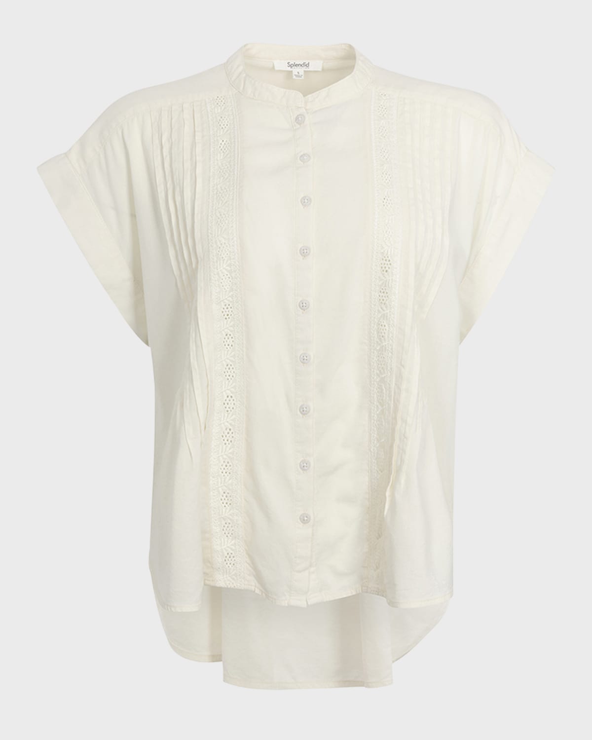 Splendid Paloma Lace Crochet-Trim Short-Sleeve Blouse