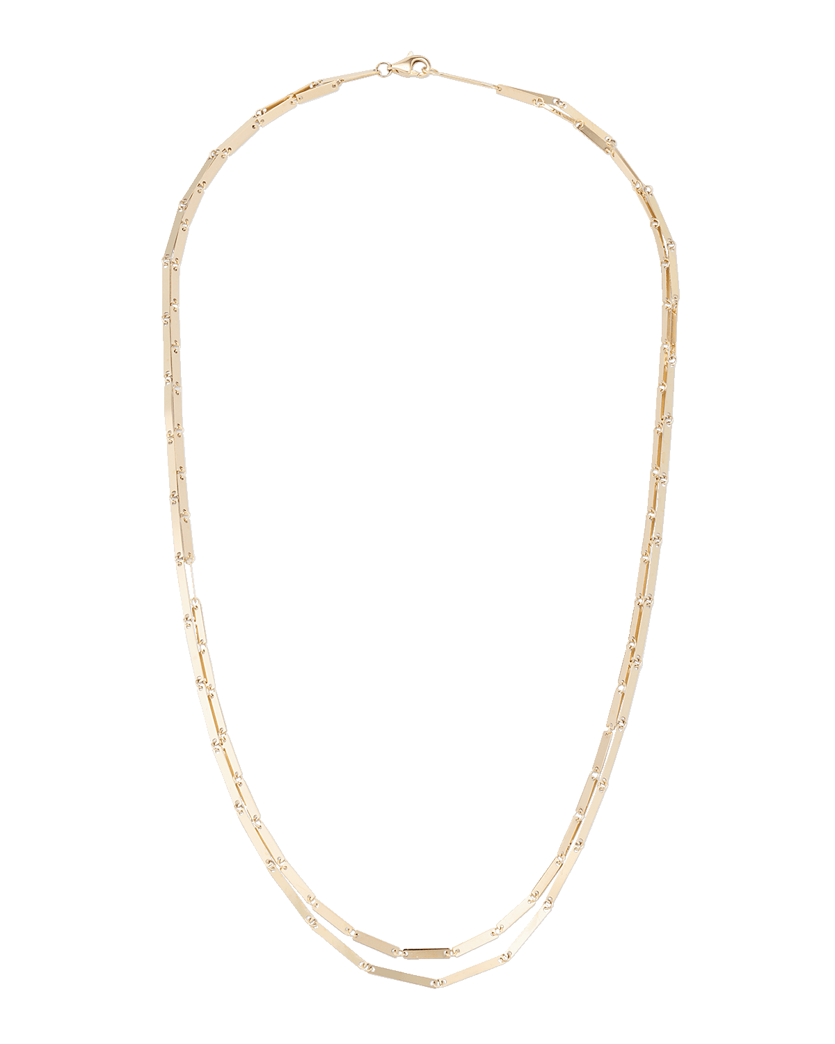 LANA 14K Yellow Gold Laser Mini Rectangle Double-Strand Necklace, 17.5"