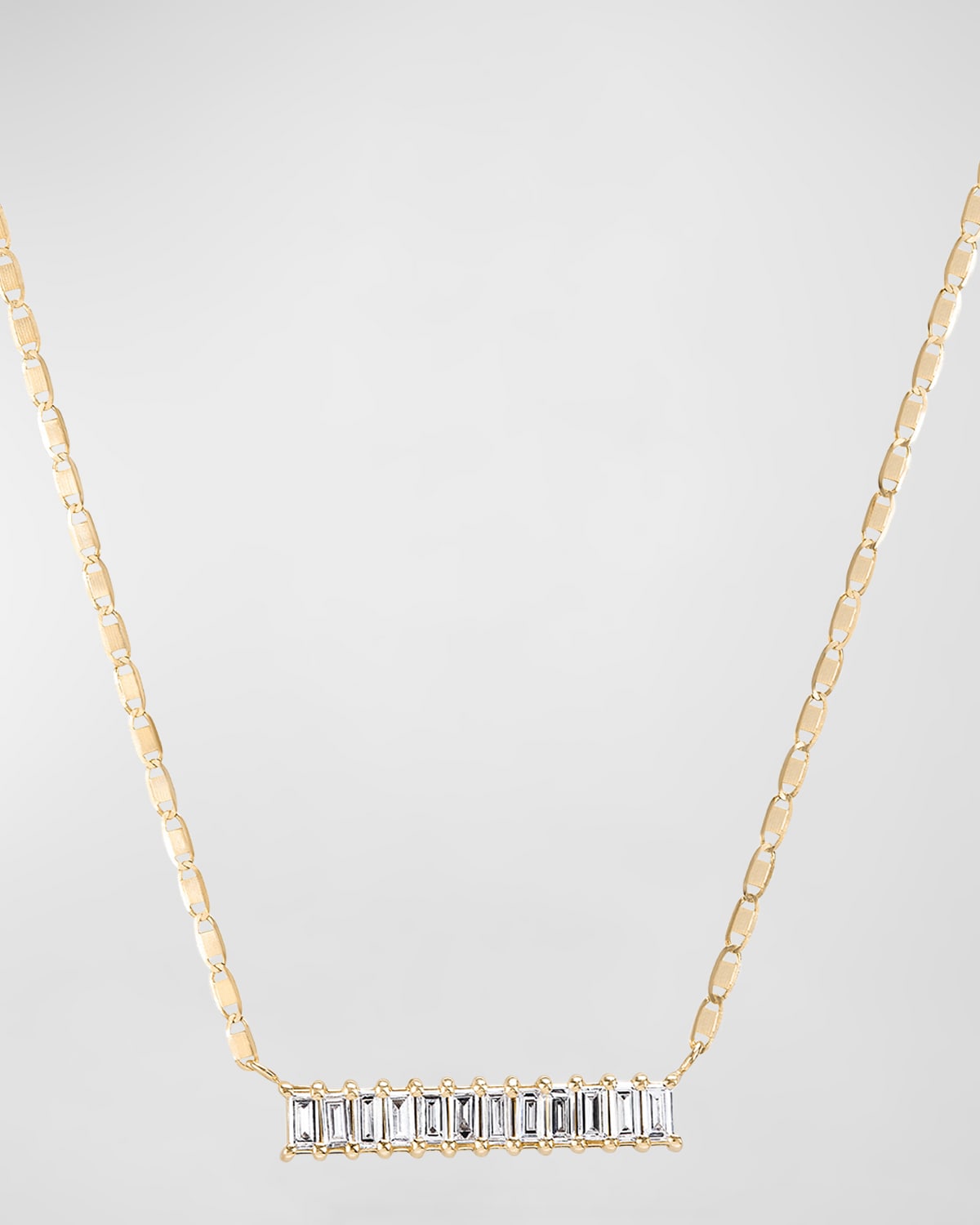 LANA 14K Gold Baguette Diamond Bar Pendant Necklace, 0.33 tcw