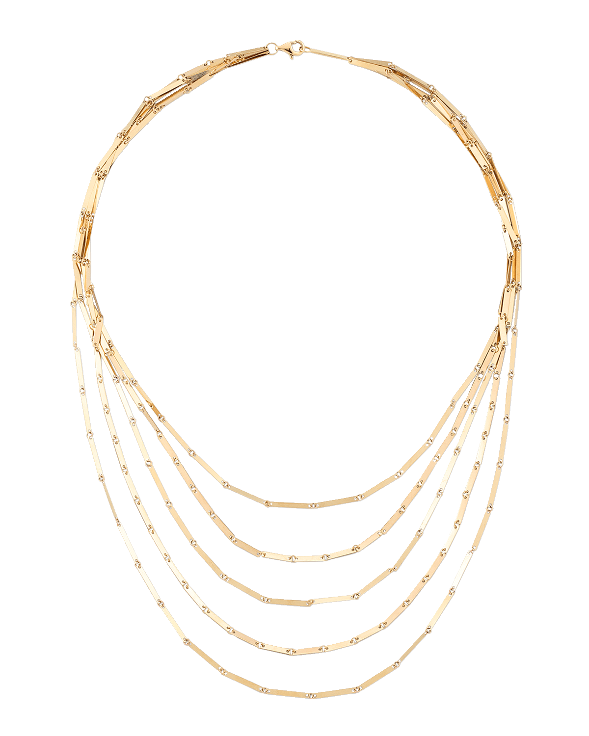 LANA 14K Yellow Gold Laser Mini Rectangle 5-Strand Necklace, 15"