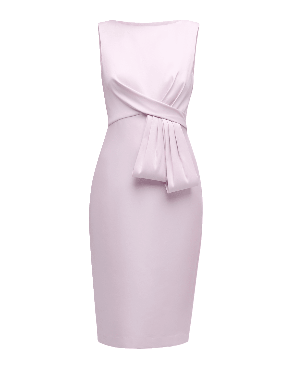 Badgley Mischka Collection Sleeveless Draped Bateau-Neck Midi Dress