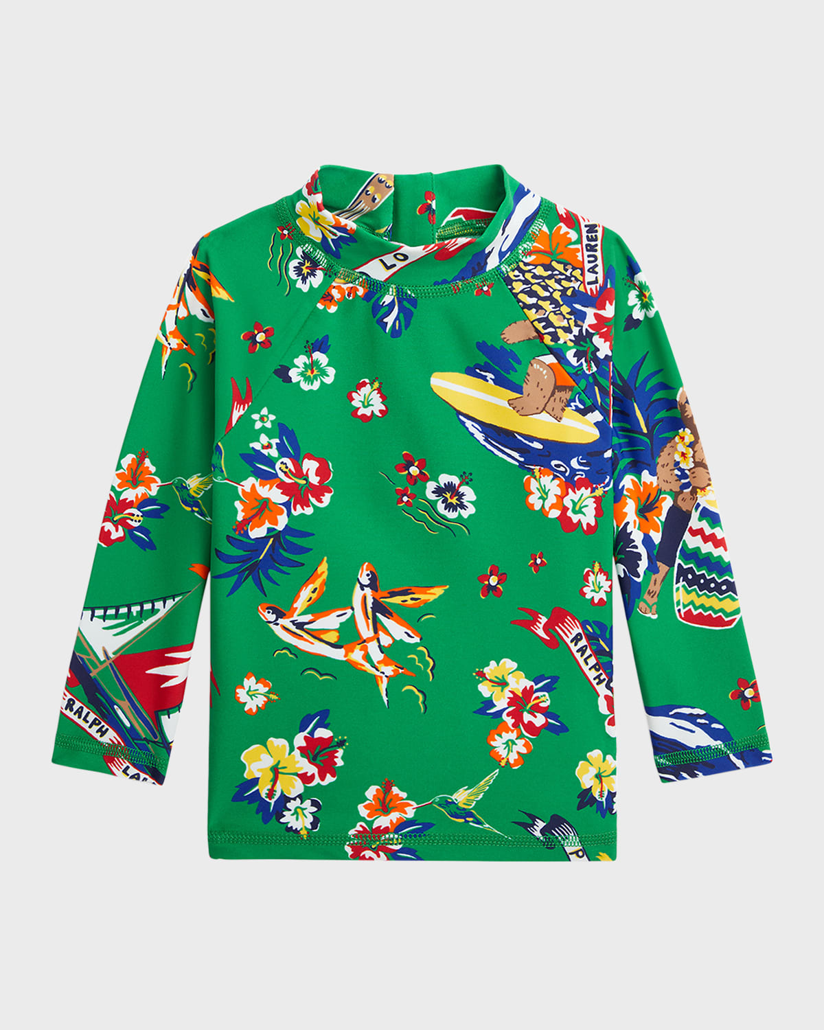 Ralph Lauren Childrenswear Boy's Tropical-Printed Nylon Rashguard Swim Top, Size 3M-24M