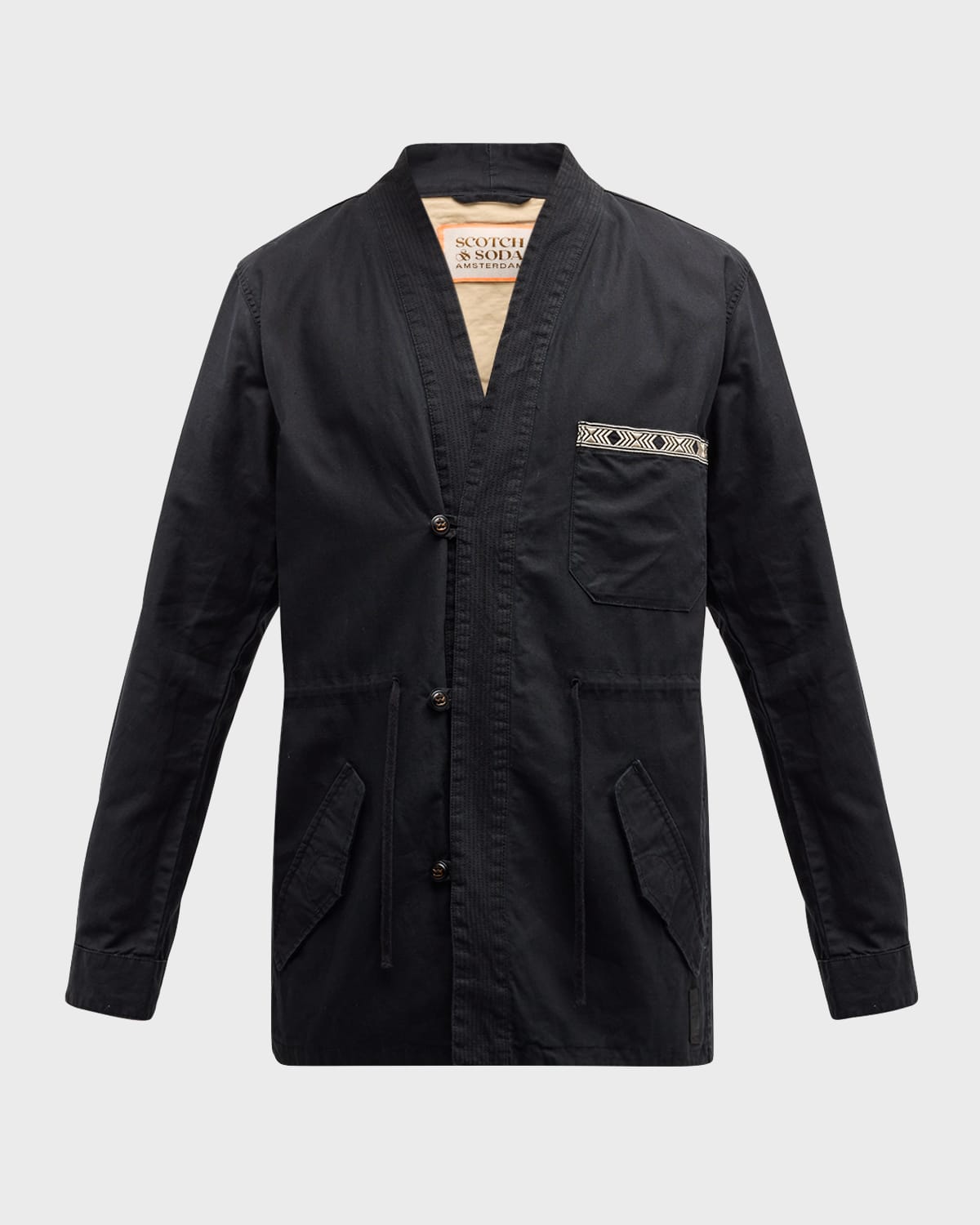Scotch & Soda Men's Embroidered Canvas Kimono Jacket