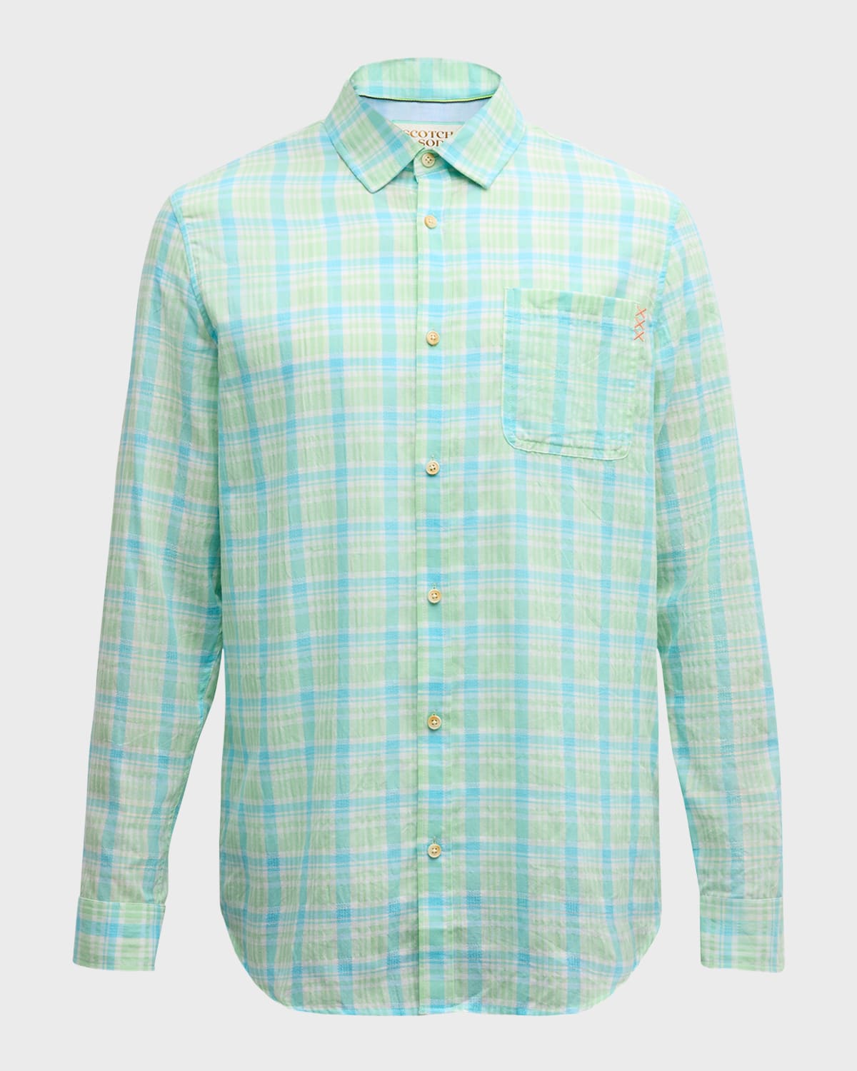 Scotch & Soda Men's Neon Check Sport Shirt
