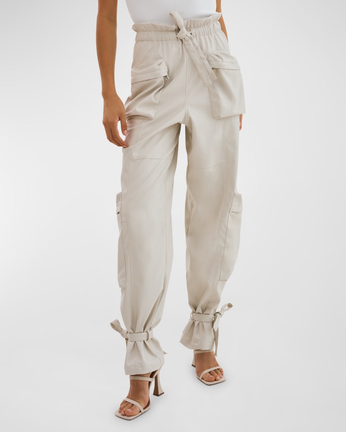 LaMarque Braxton Faux-Leather Tie-Waist Pull-On Pants