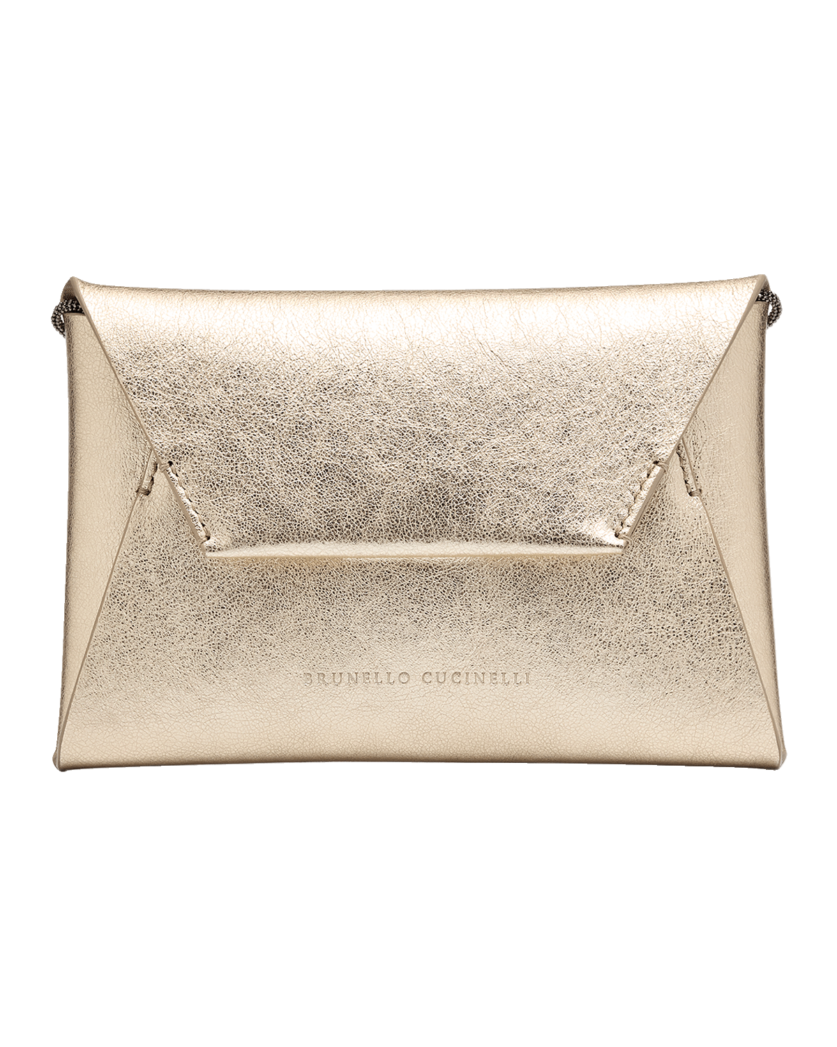 Brunello Cucinelli Envelope Flap Metallic Leather Clutch Bag