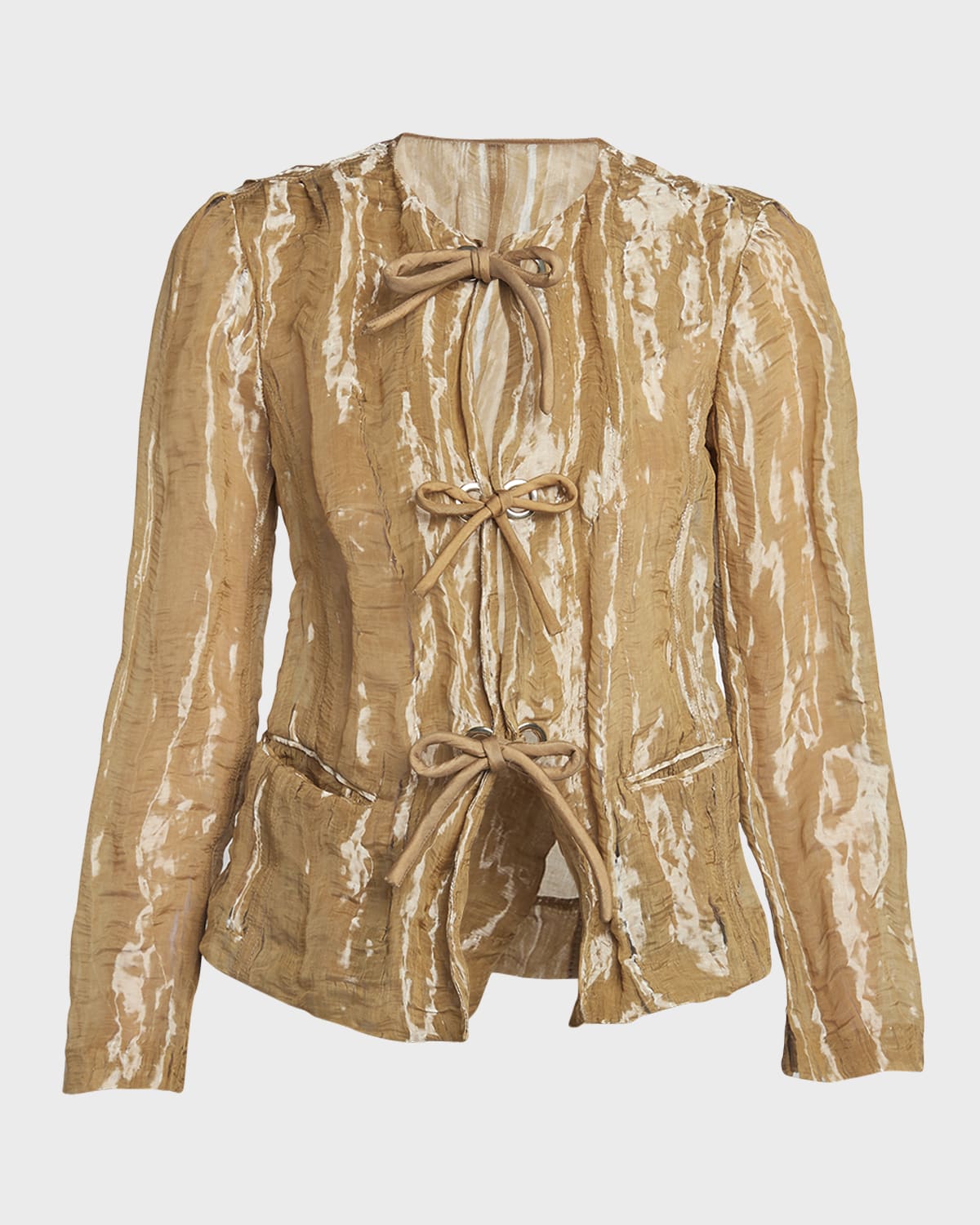 Giorgio Armani Bow-Front Metallic Silk Jacket